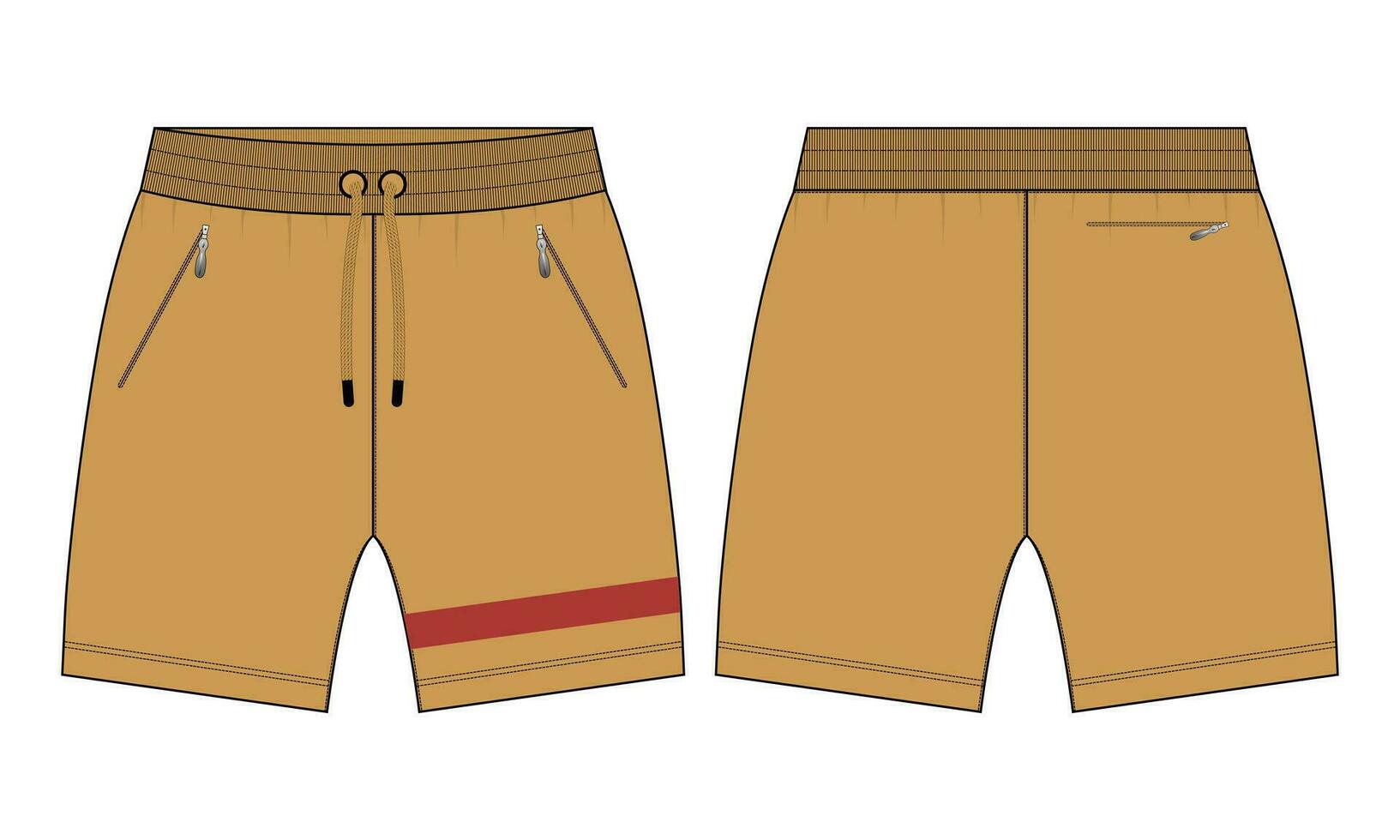 Boys Sweat Shorts vector fashion flat sketch template. For Young Men Technical Drawing Fashion art Illustration.