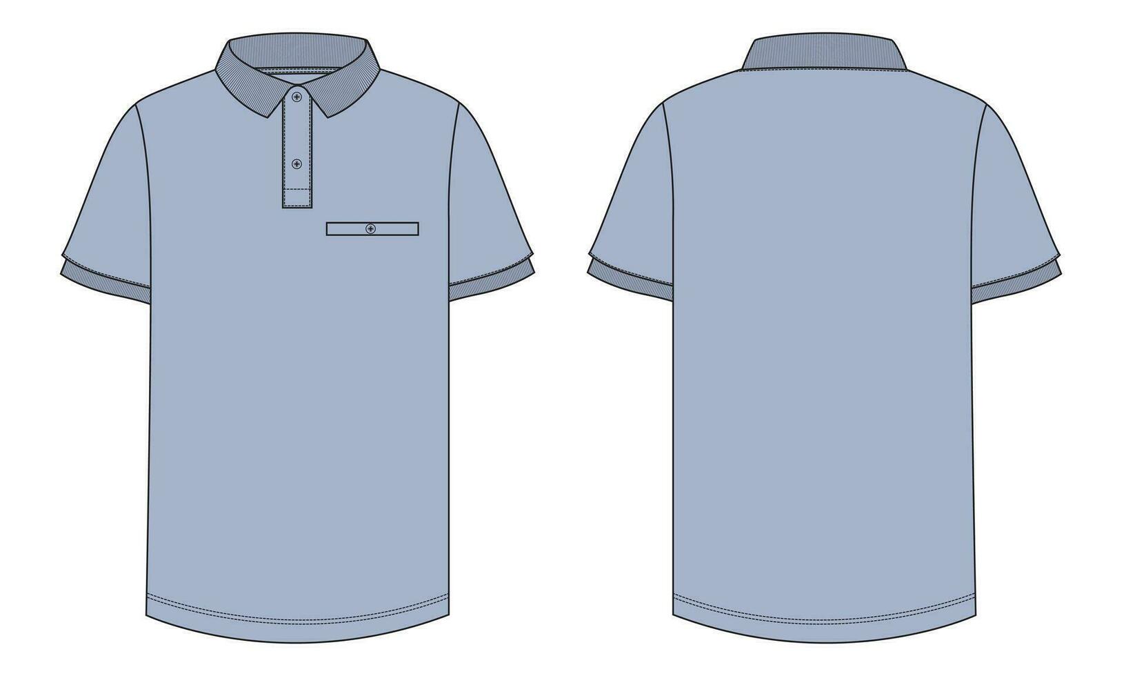 corto manga polo camisa vector ilustración modelo frente y espalda puntos de vista