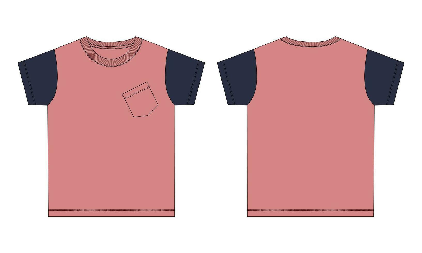 bebé Niños t camisa vector ilustración modelo frente y espalda puntos de vista