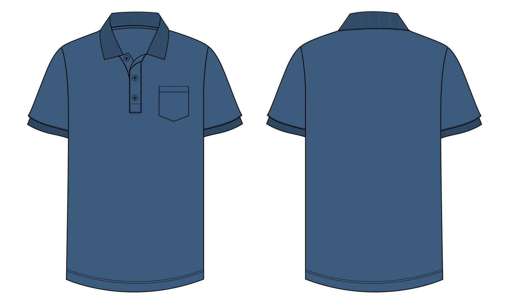 Short sleeve polo shirt vector illustration template front and back views