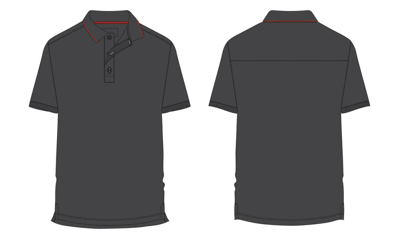 Short sleeve polo shirt vector illustration template front and back views