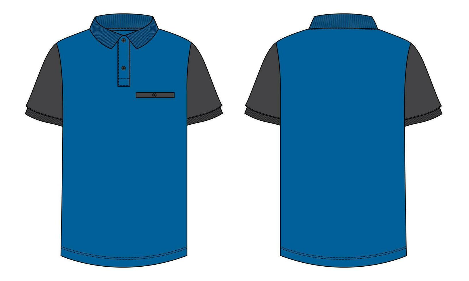 corto manga polo camisa vector ilustración modelo frente y espalda puntos de vista