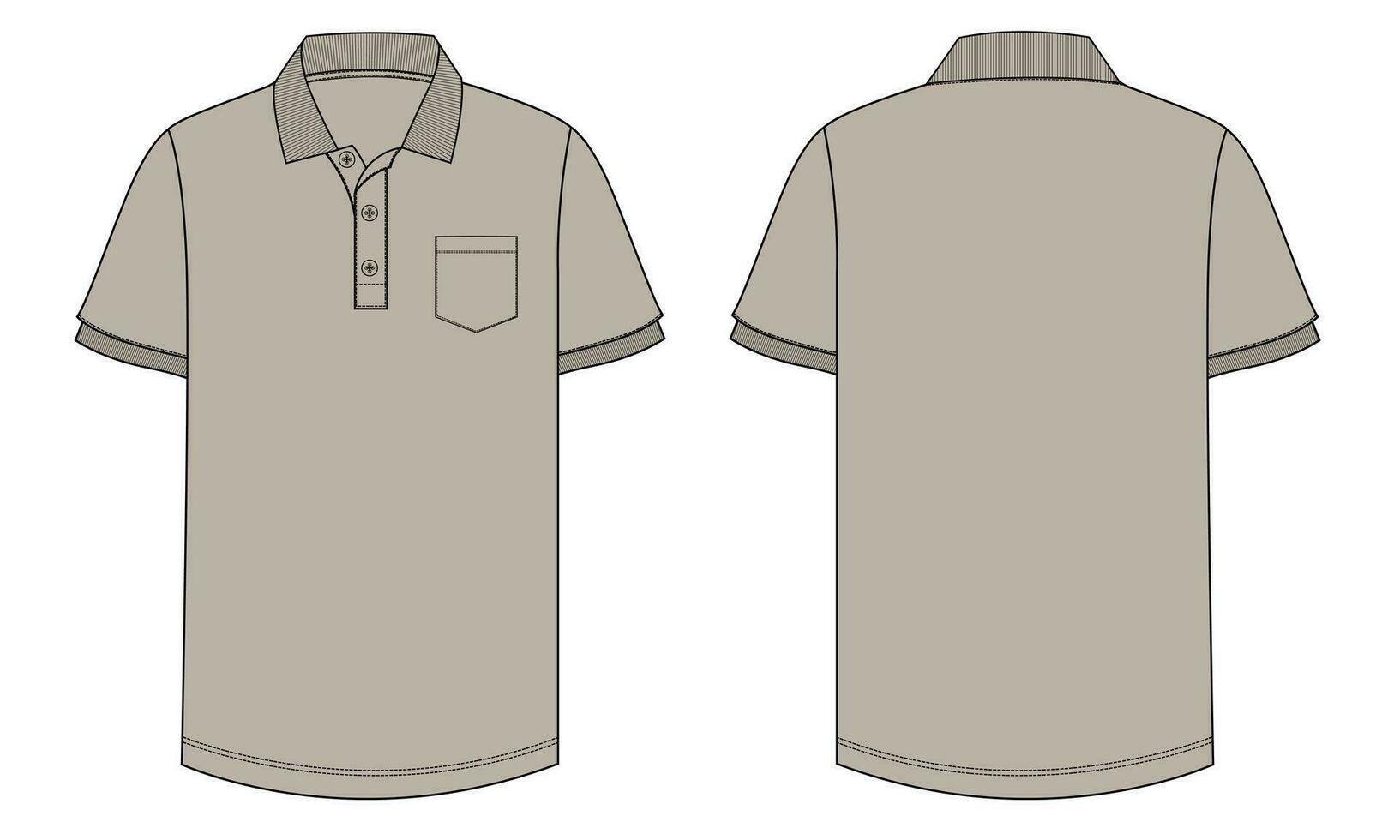corto manga polo camisa vector ilustración modelo frente y espalda puntos de vista