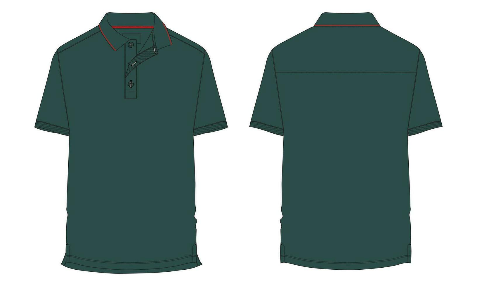 corto manga polo camisa vector ilustración modelo frente y espalda puntos de vista