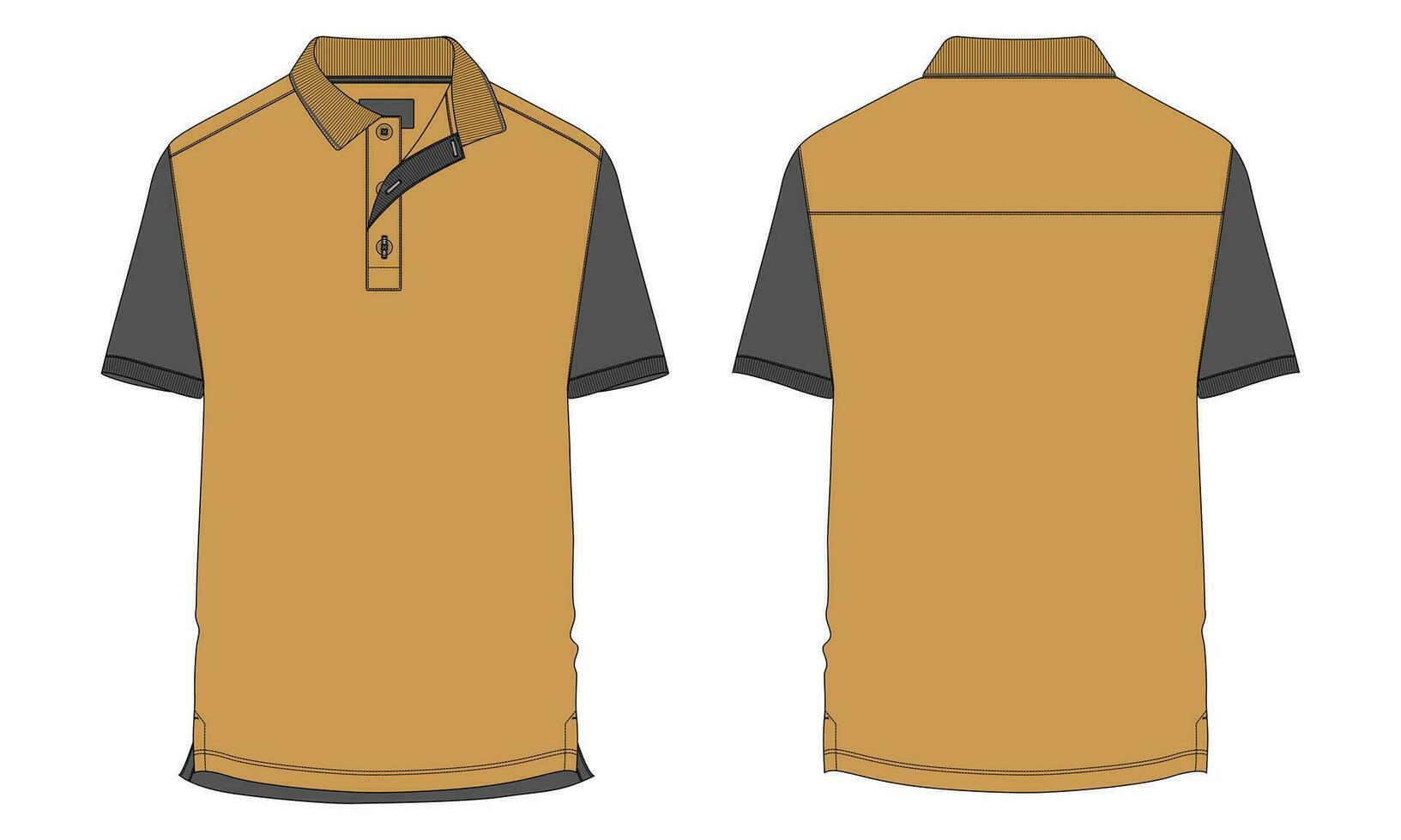 corto manga polo camisa vector ilustración modelo frente y espalda puntos de vista