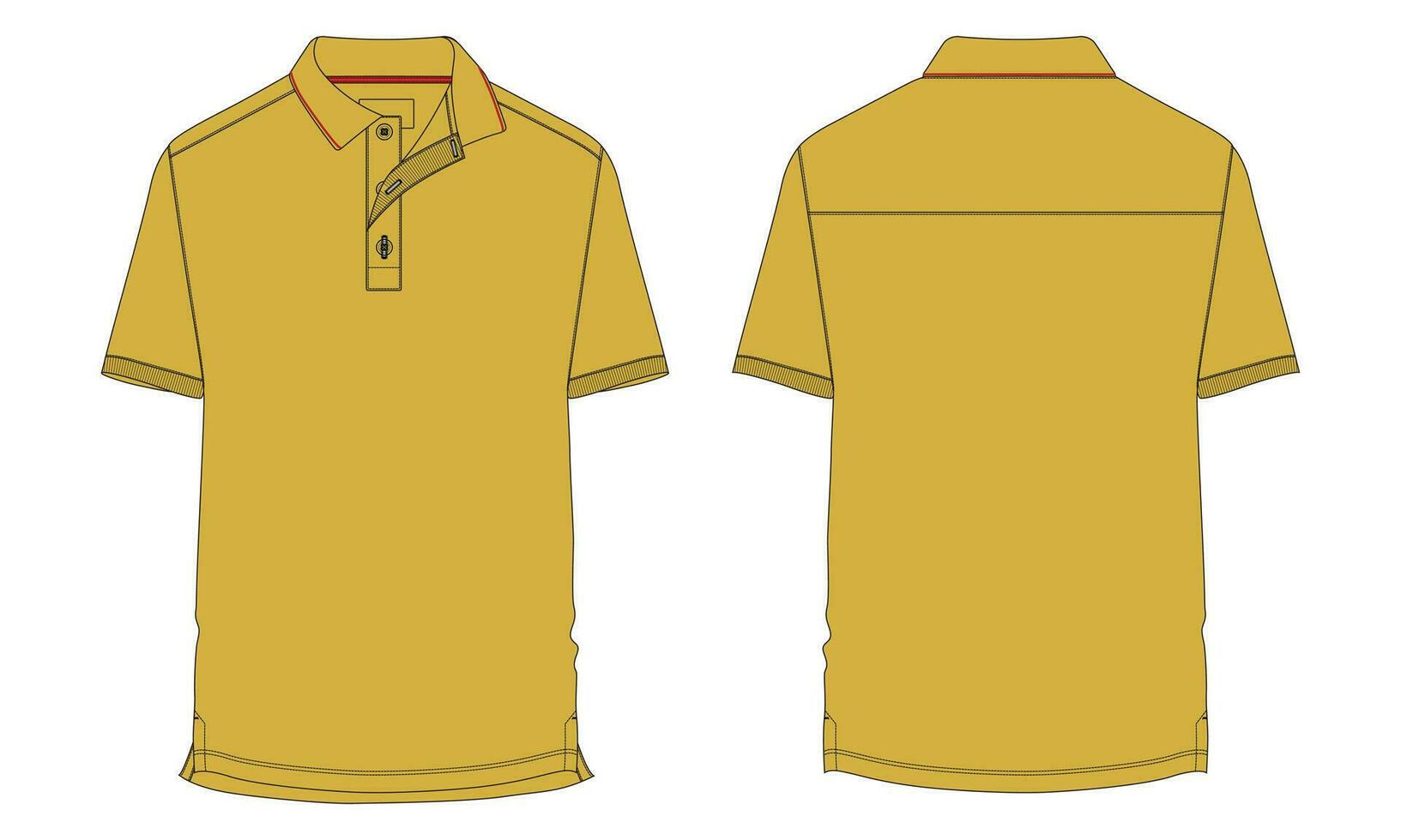 Short sleeve polo shirt vector illustration template front and back views