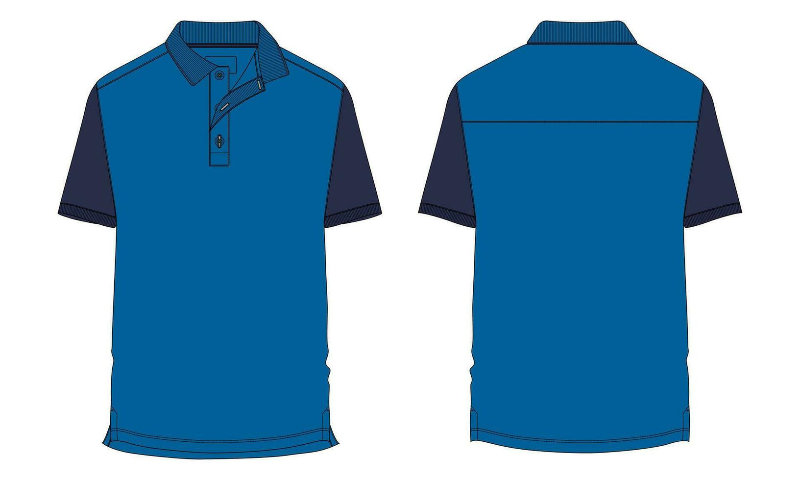 Short sleeve polo shirt vector illustration template front and back