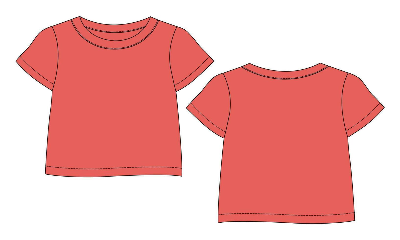 Baby girls T shirt tops vector illustration template front and back views