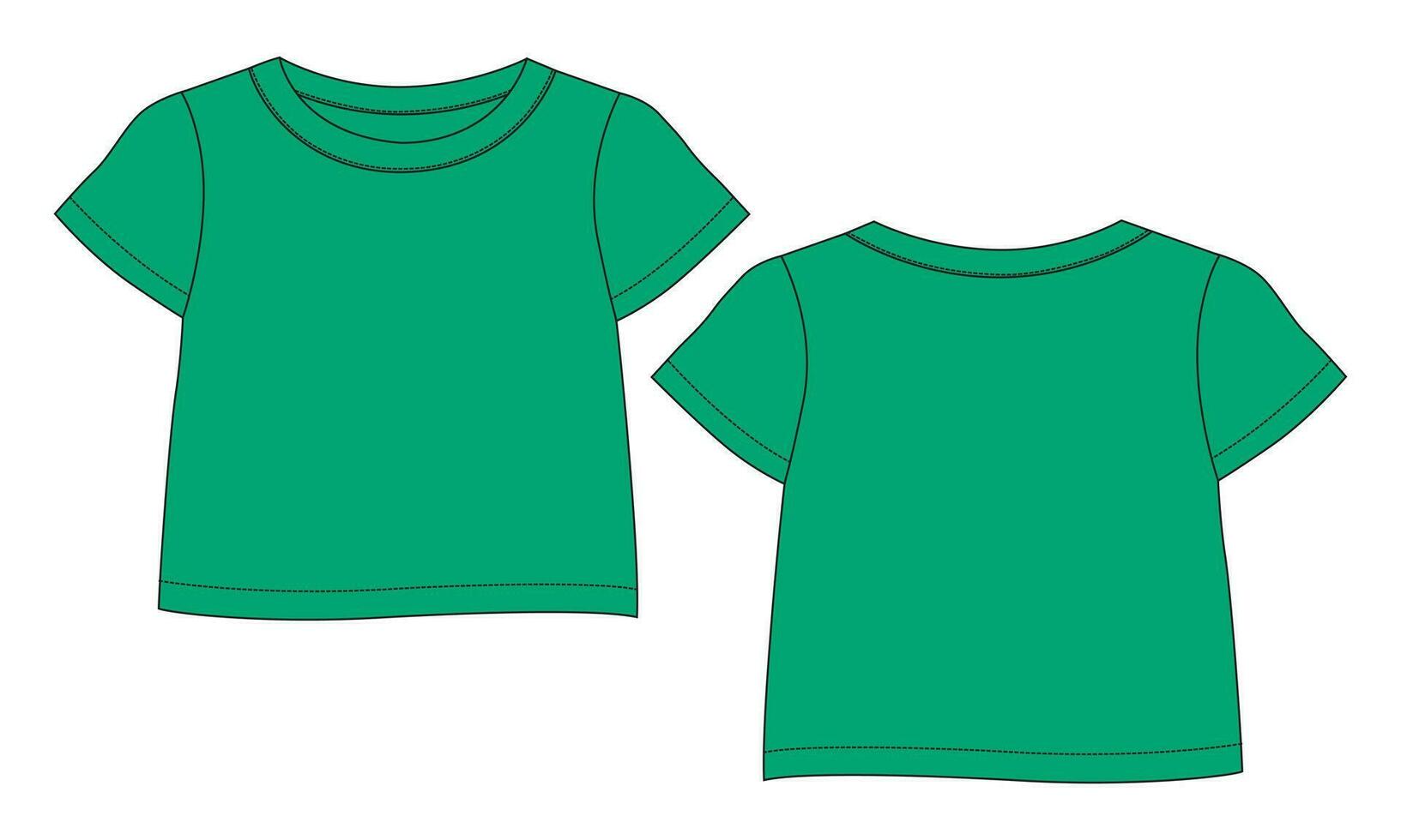 bebé muchachas t camisa tapas vector ilustración modelo frente y espalda puntos de vista