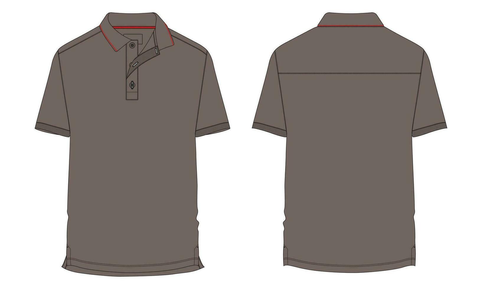 Short sleeve polo shirt vector illustration template front and back views