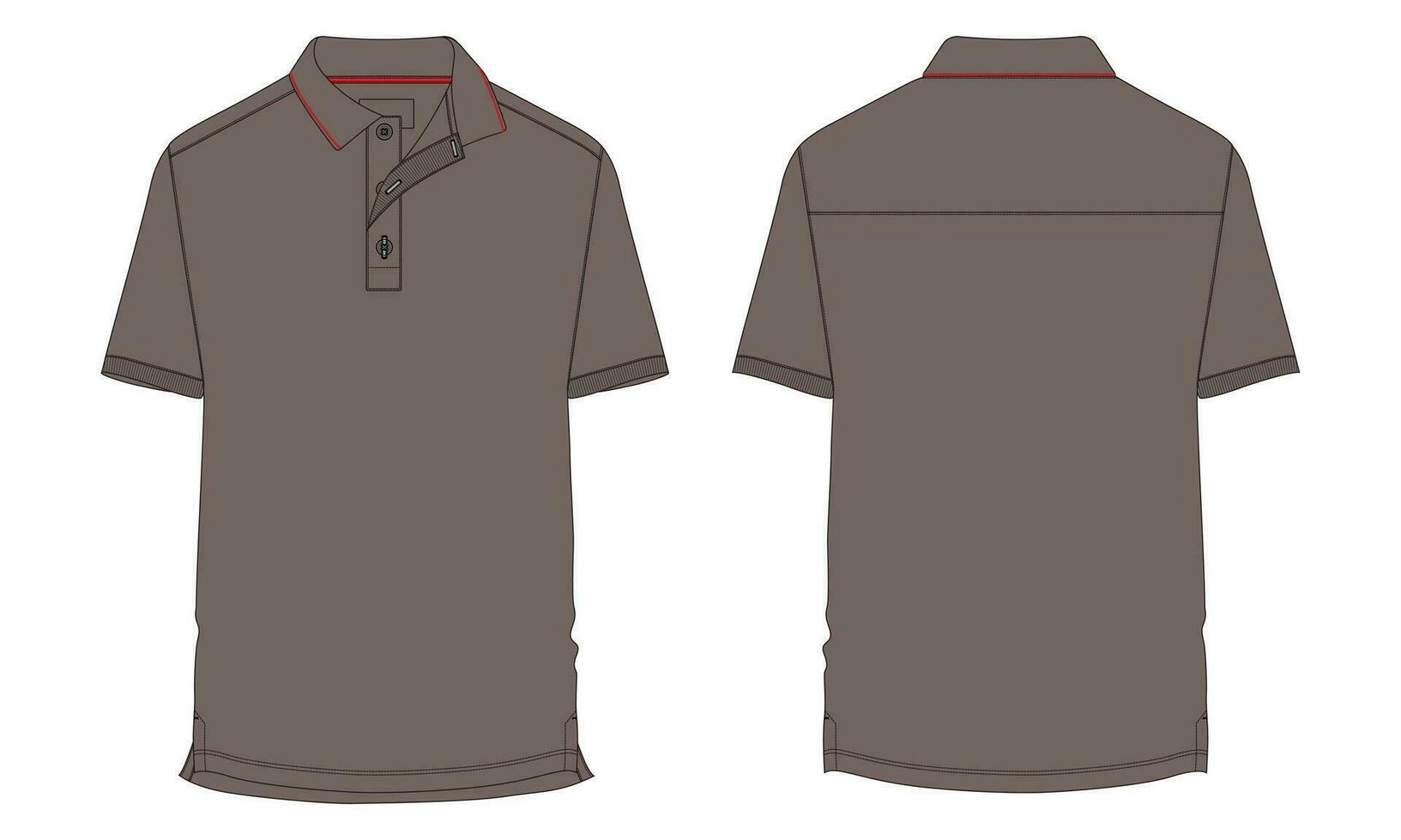 corto manga polo camisa vector ilustración modelo frente y espalda puntos de vista