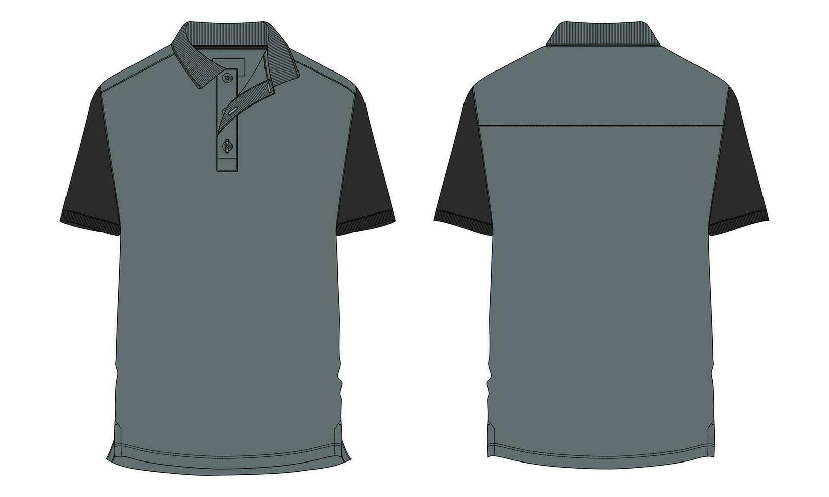 corto manga polo camisa vector ilustración modelo frente y espalda puntos de vista