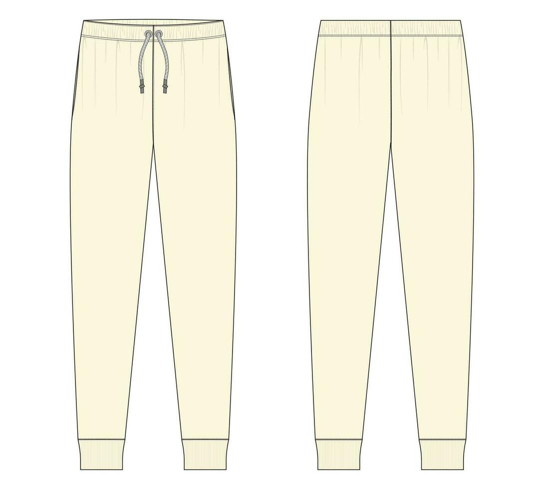Deportes jersey pantalones técnico Moda plano bosquejo vector ilustración modelo frente y espalda vista.