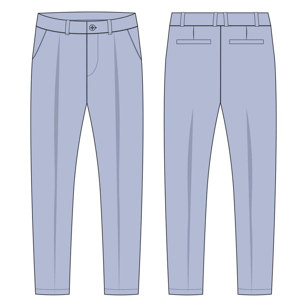 Trouser pants technical fashion flat sketch vector illustration ...