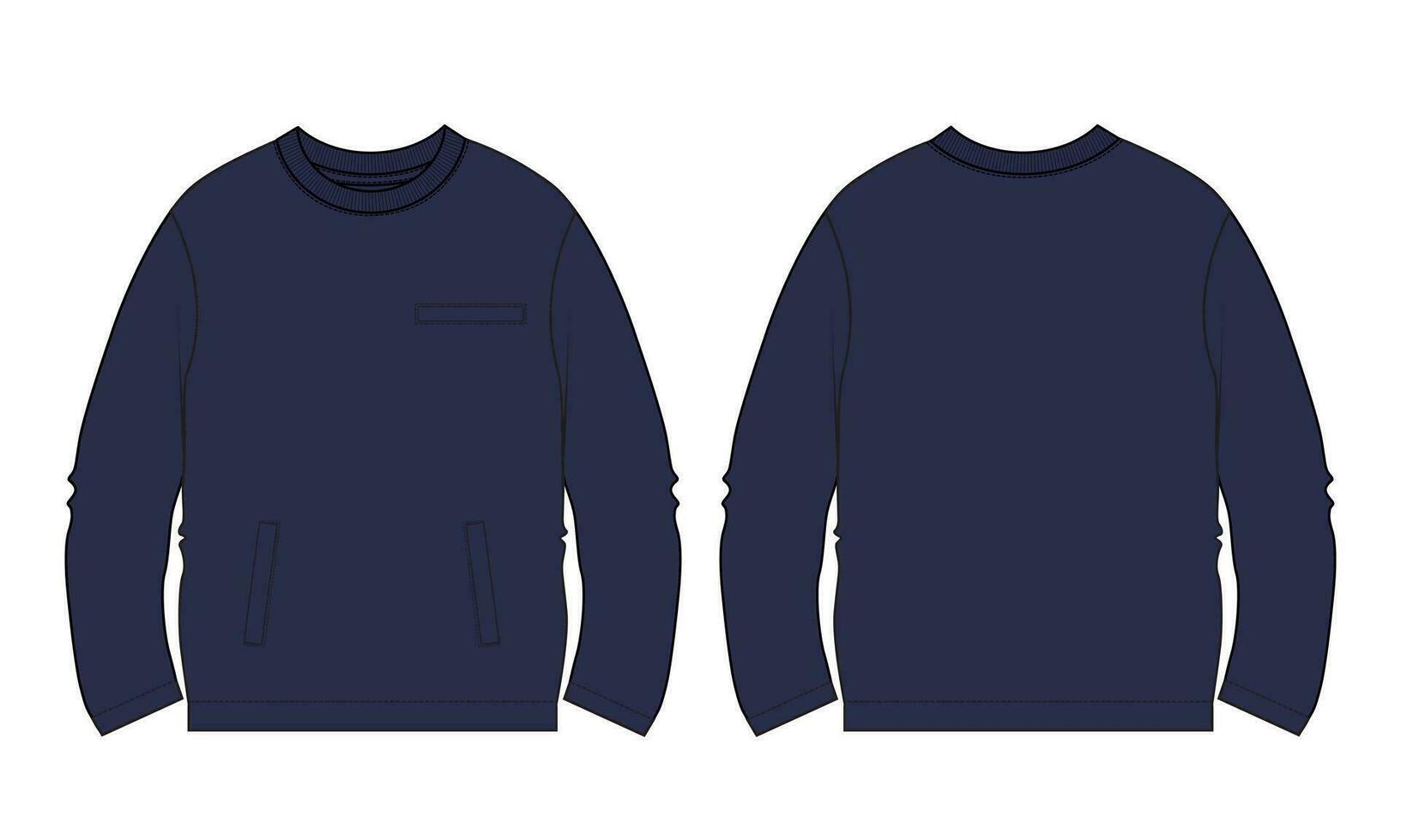 Long sleeve sweatshirt vector illustration template front and back views