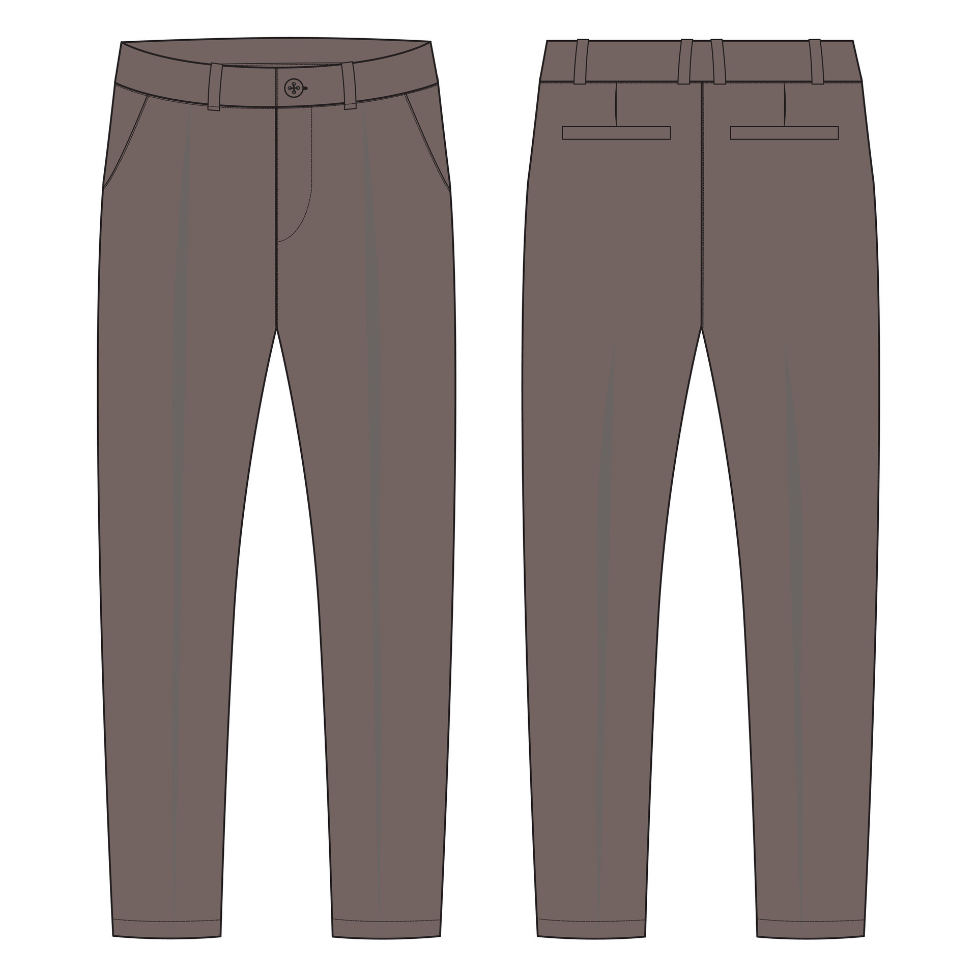 Trouser pants technical fashion flat sketch vector illustration ...