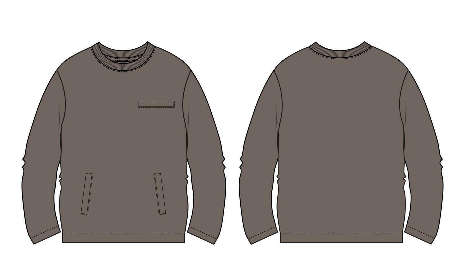 Long sleeve sweatshirt vector illustration template front and back views