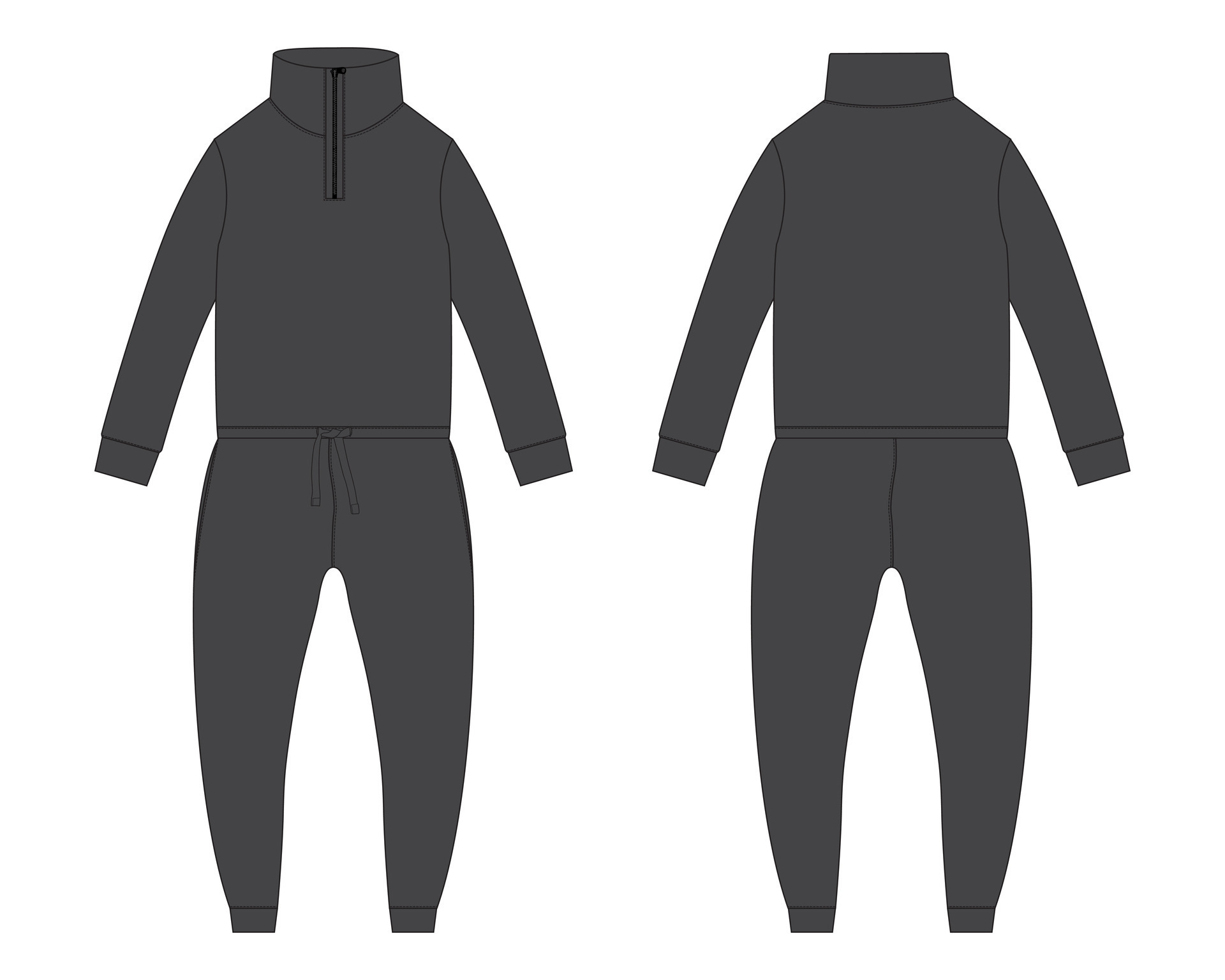All in one bodysuit Jogger sweatpants with sweatshirt tops vector ...