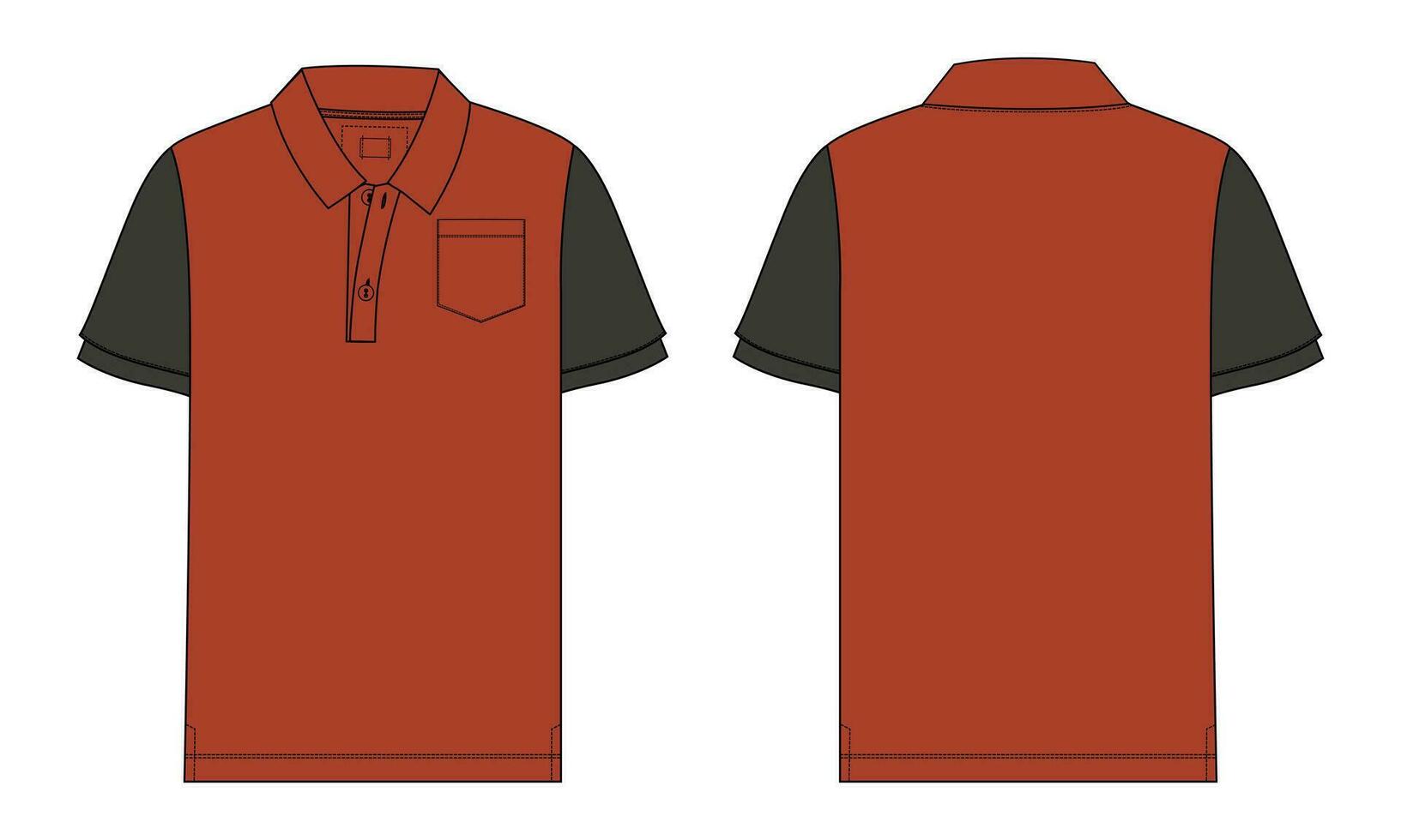 Short sleeve polo shirt vector illustration template front and back views