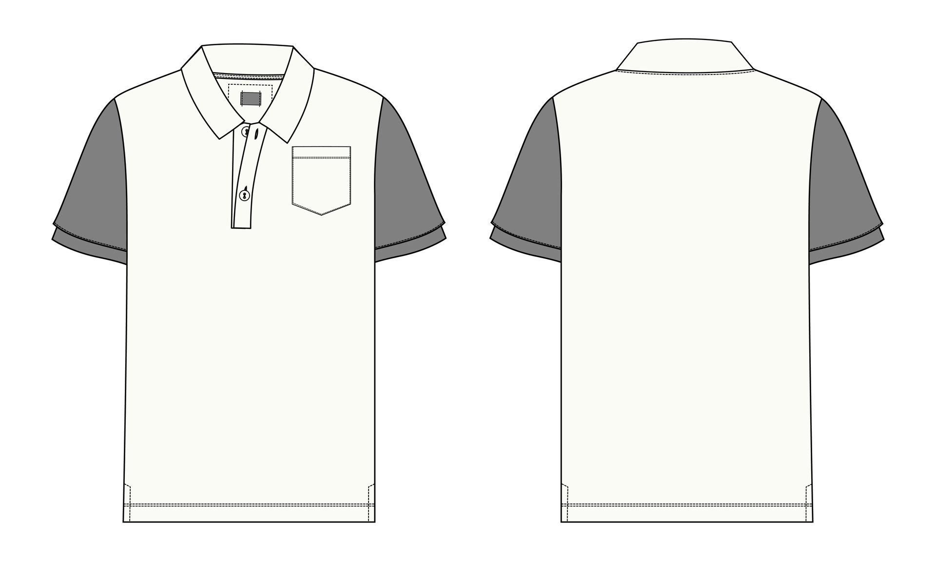 Short sleeve polo shirt vector illustration template front and back ...