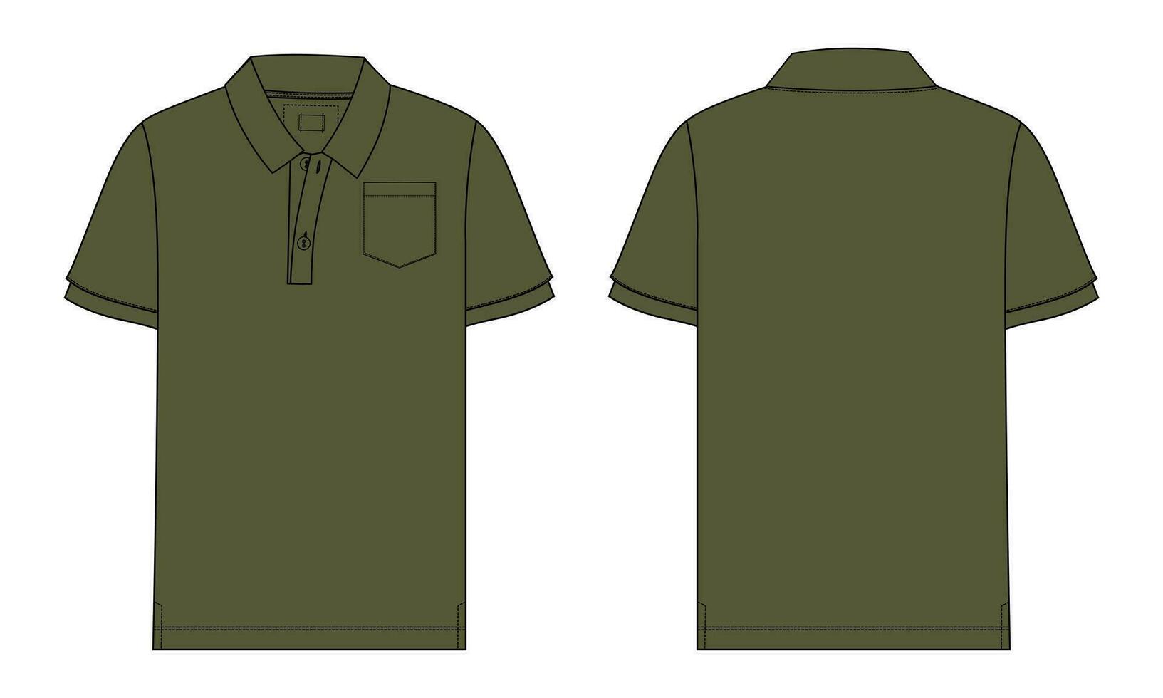 corto manga polo camisa vector ilustración modelo frente y espalda puntos de vista