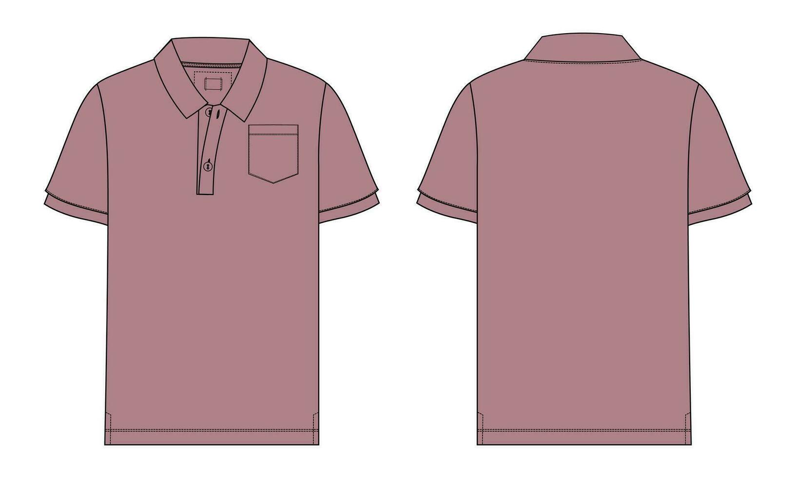 Short sleeve polo shirt vector illustration template front and back views