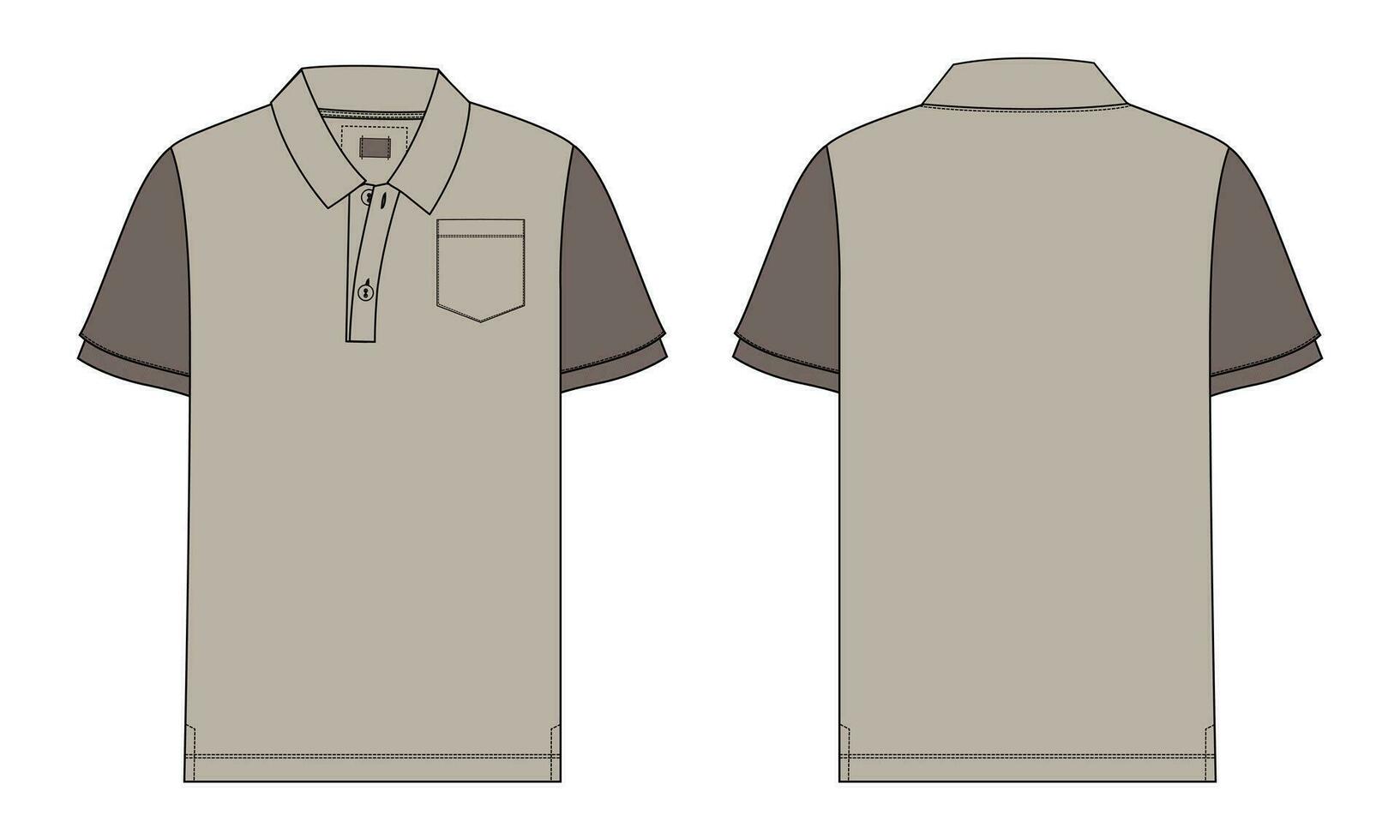 Short sleeve polo shirt vector illustration template front and back views