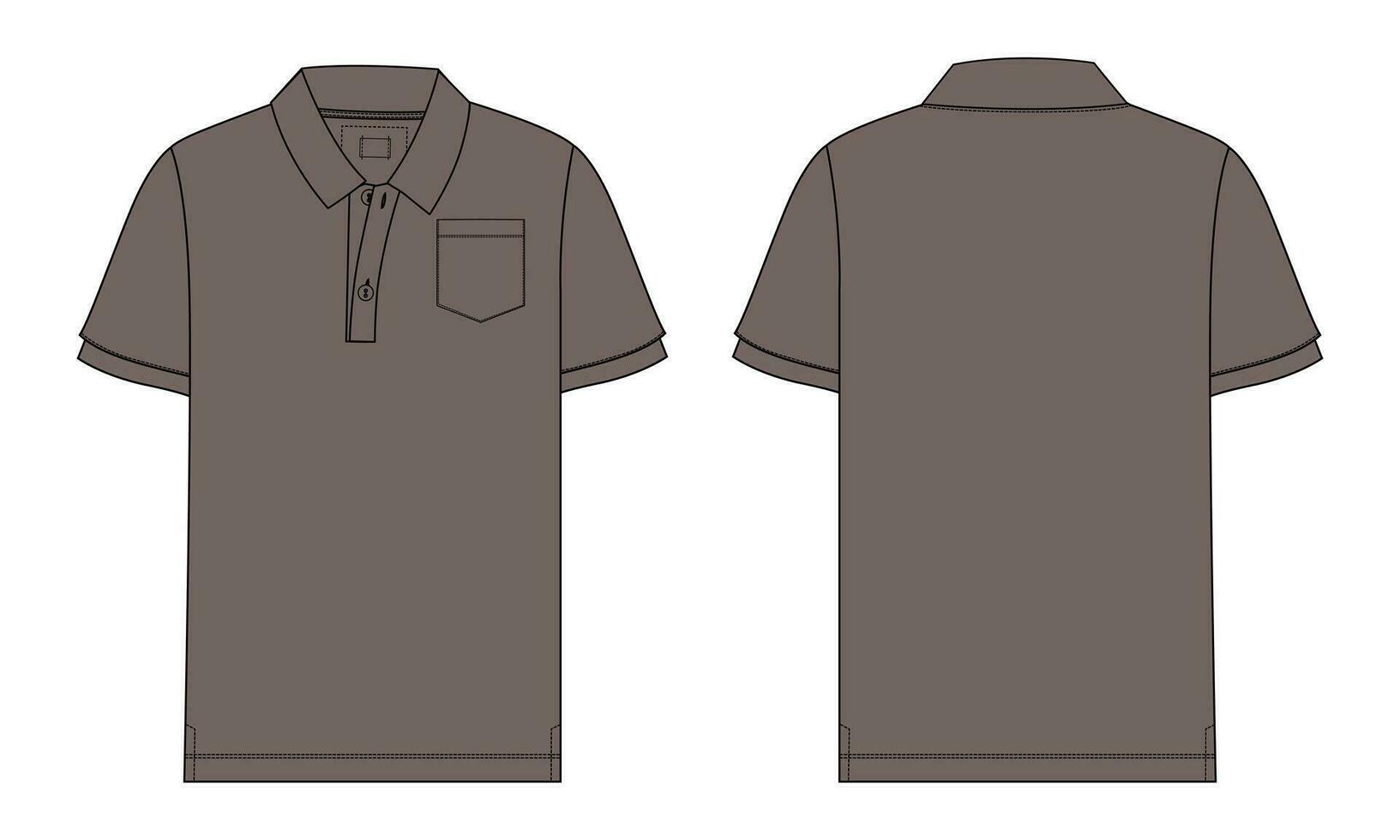 Short sleeve polo shirt vector illustration template front and back views