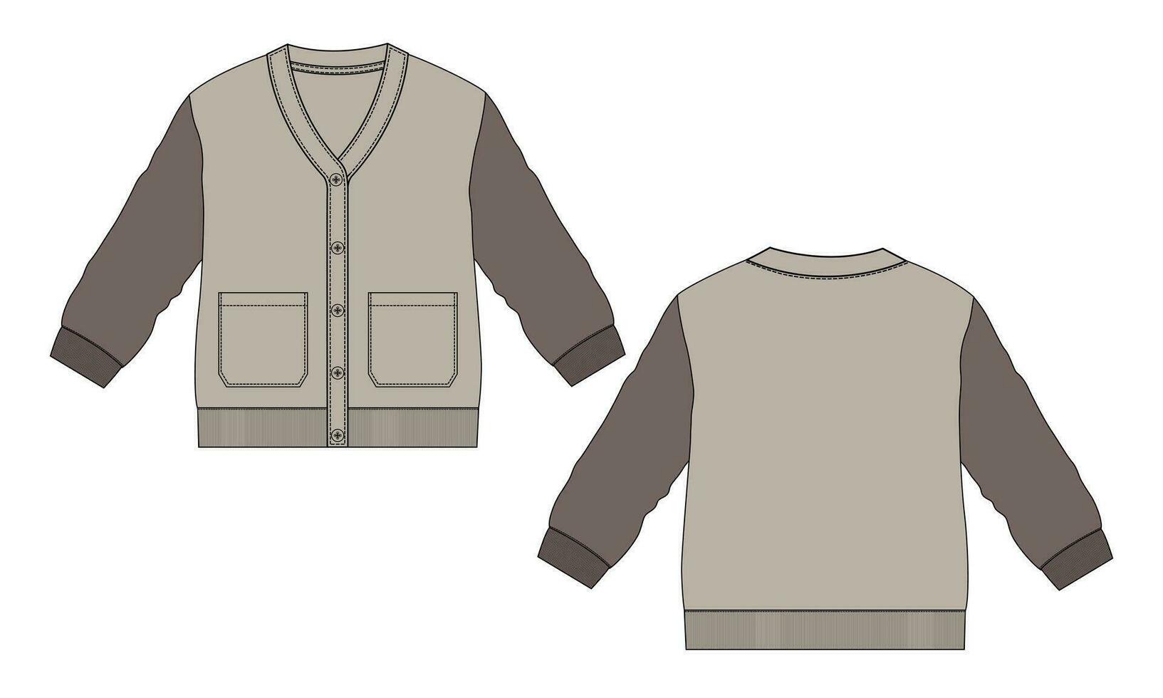 Cardigan vector illustration template Front and back
