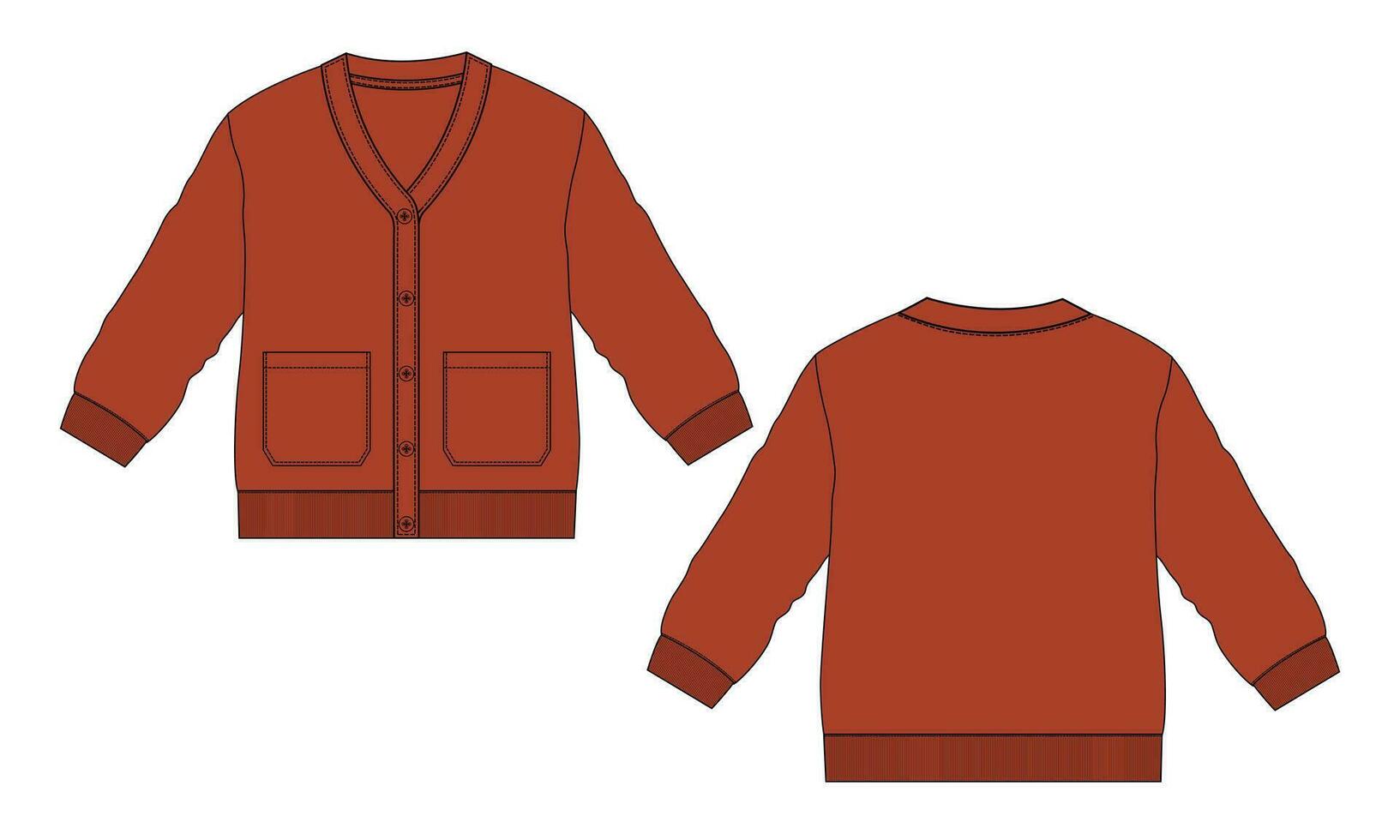 Cardigan vector illustration template Front and back