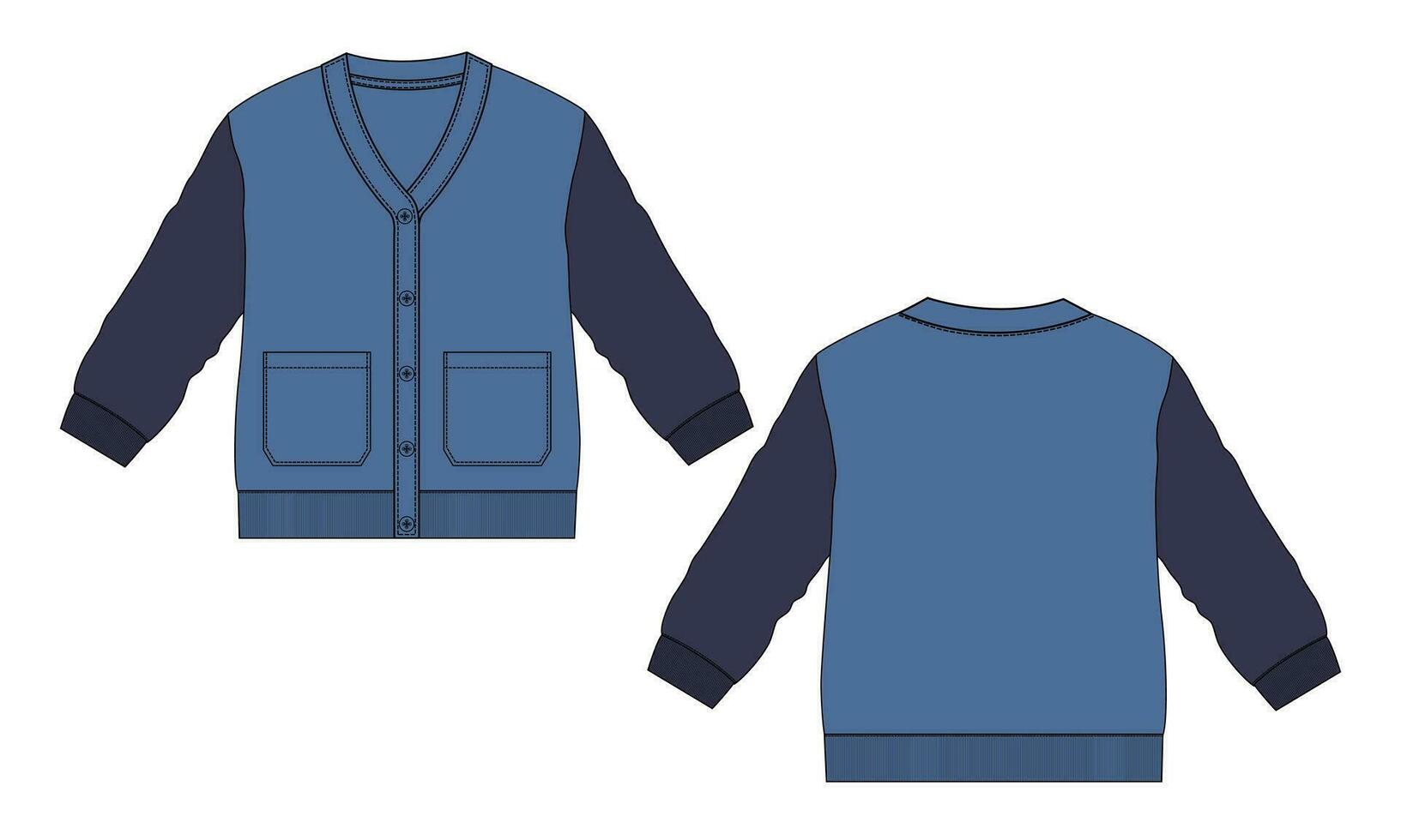 Cardigan vector illustration template Front and back