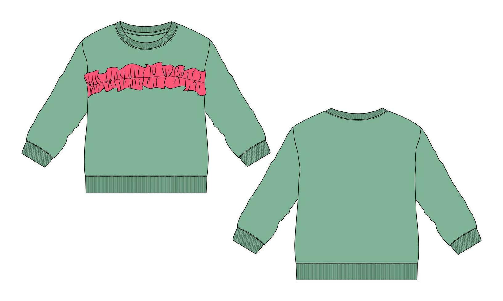 Long sleeve sweatshirt vector illustration template for kids