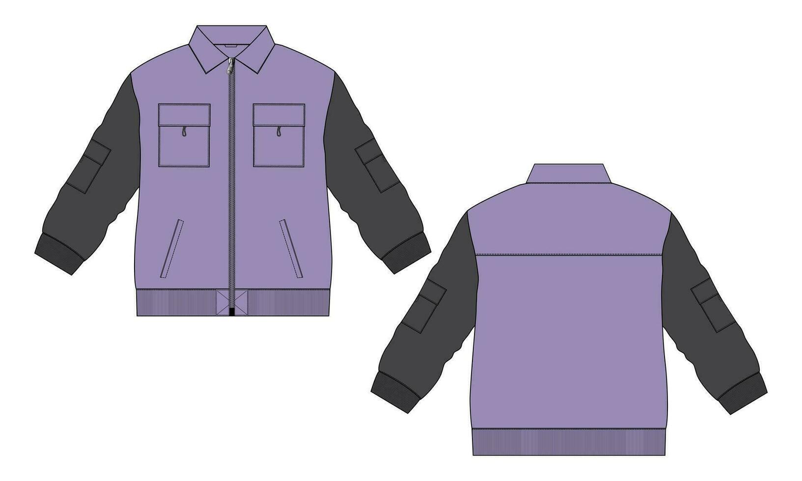 Long sleeve jacket sweatshirt vector illustration template for boys