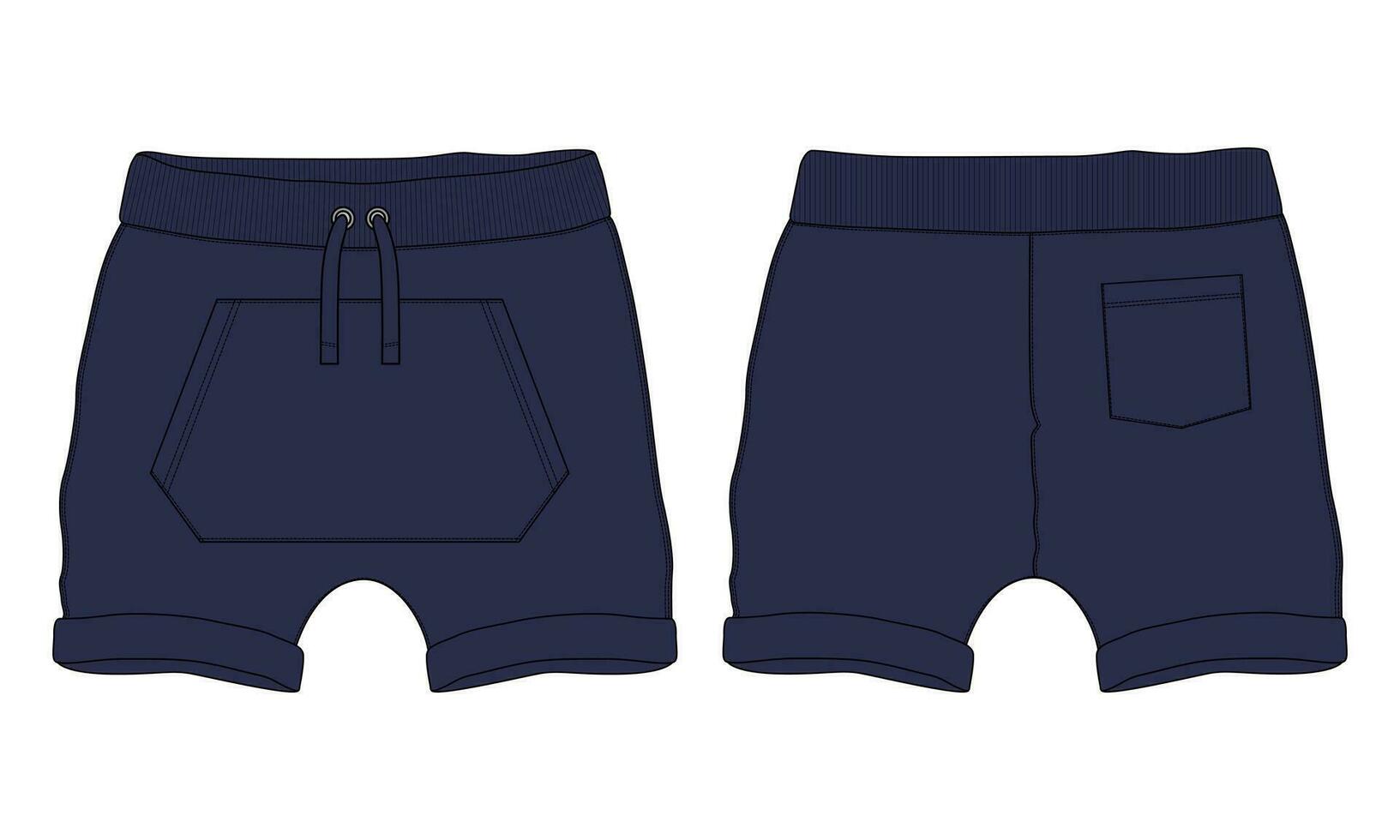 Sweat shorts pant vector illustration template front and back views