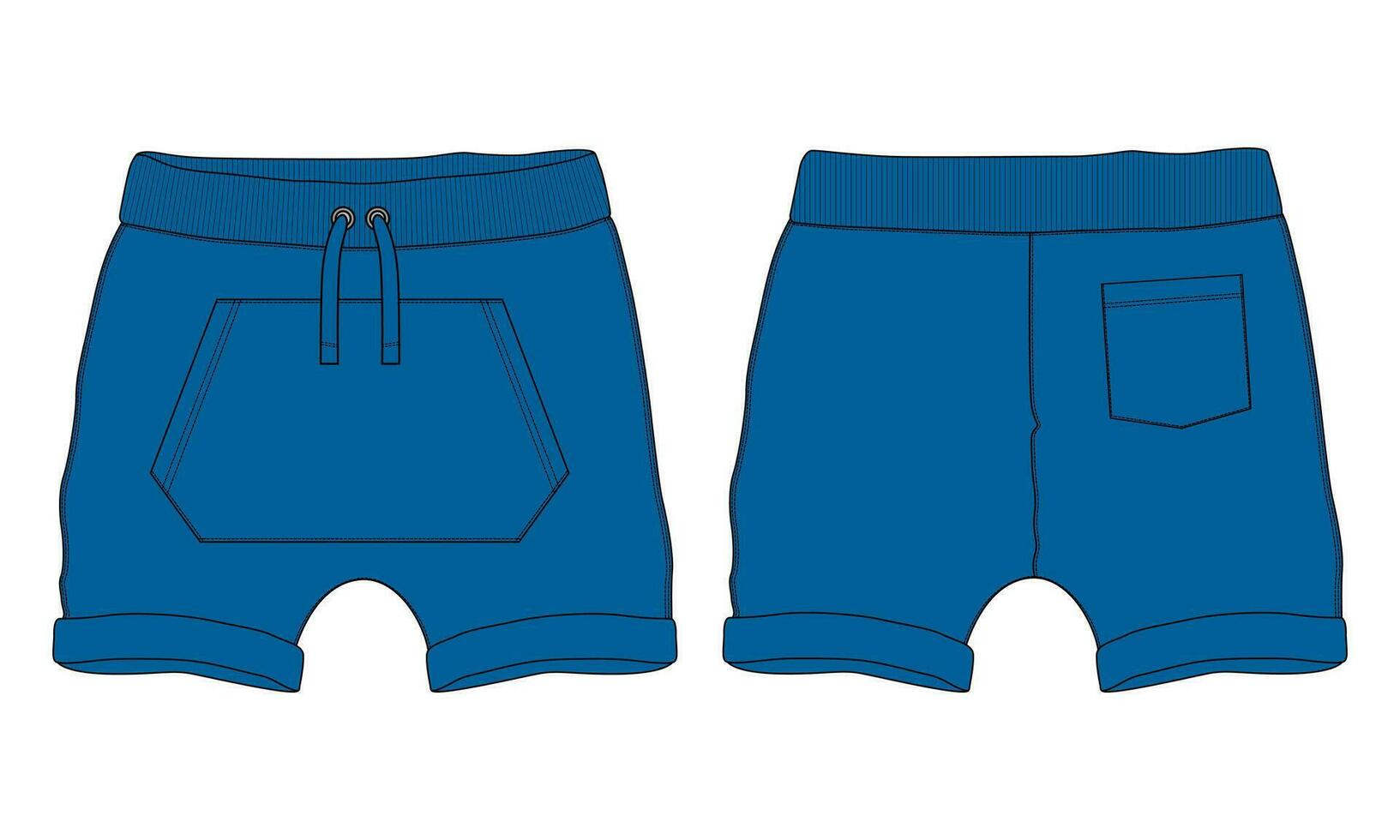 Sweat shorts pant vector illustration template front and back views