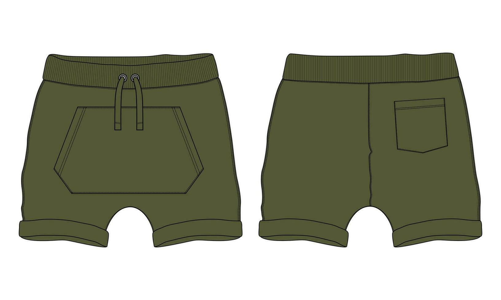 Sweat shorts pant vector illustration template front and back views