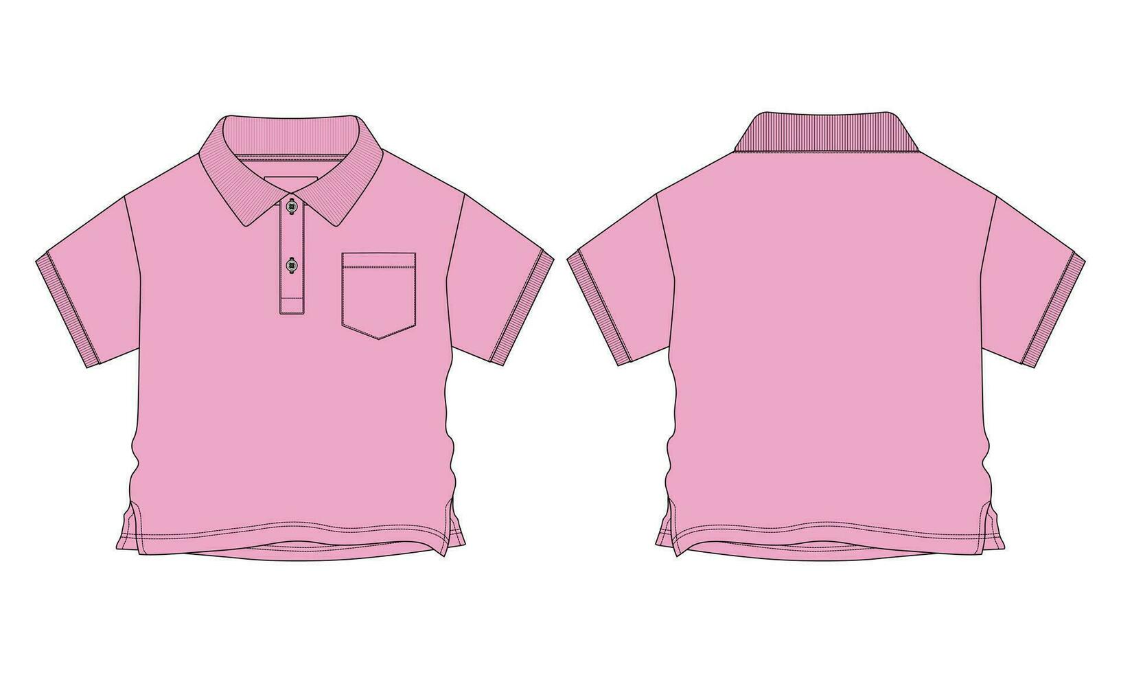 Short sleeve with pocket polo shirt vector illustration template for baby boys