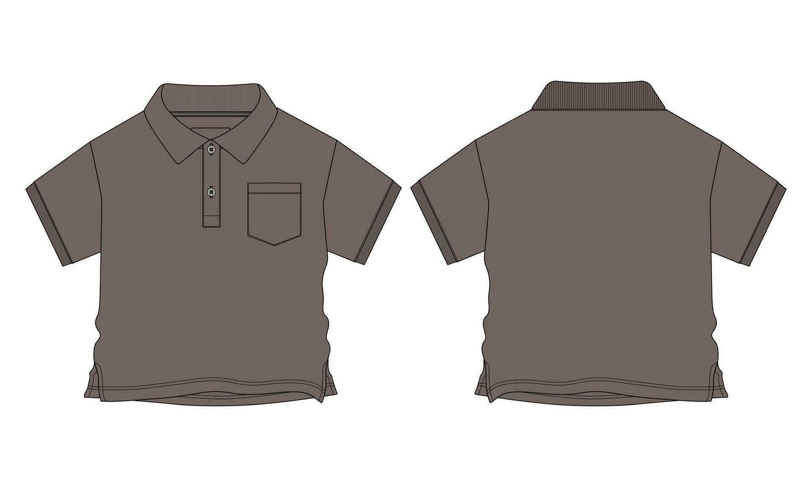 Short sleeve with pocket polo shirt vector illustration template for baby boys