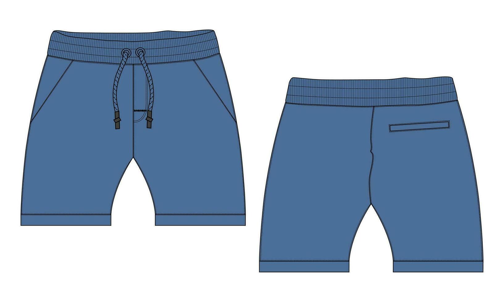 Sweat shorts pant vector illustration template front and back views