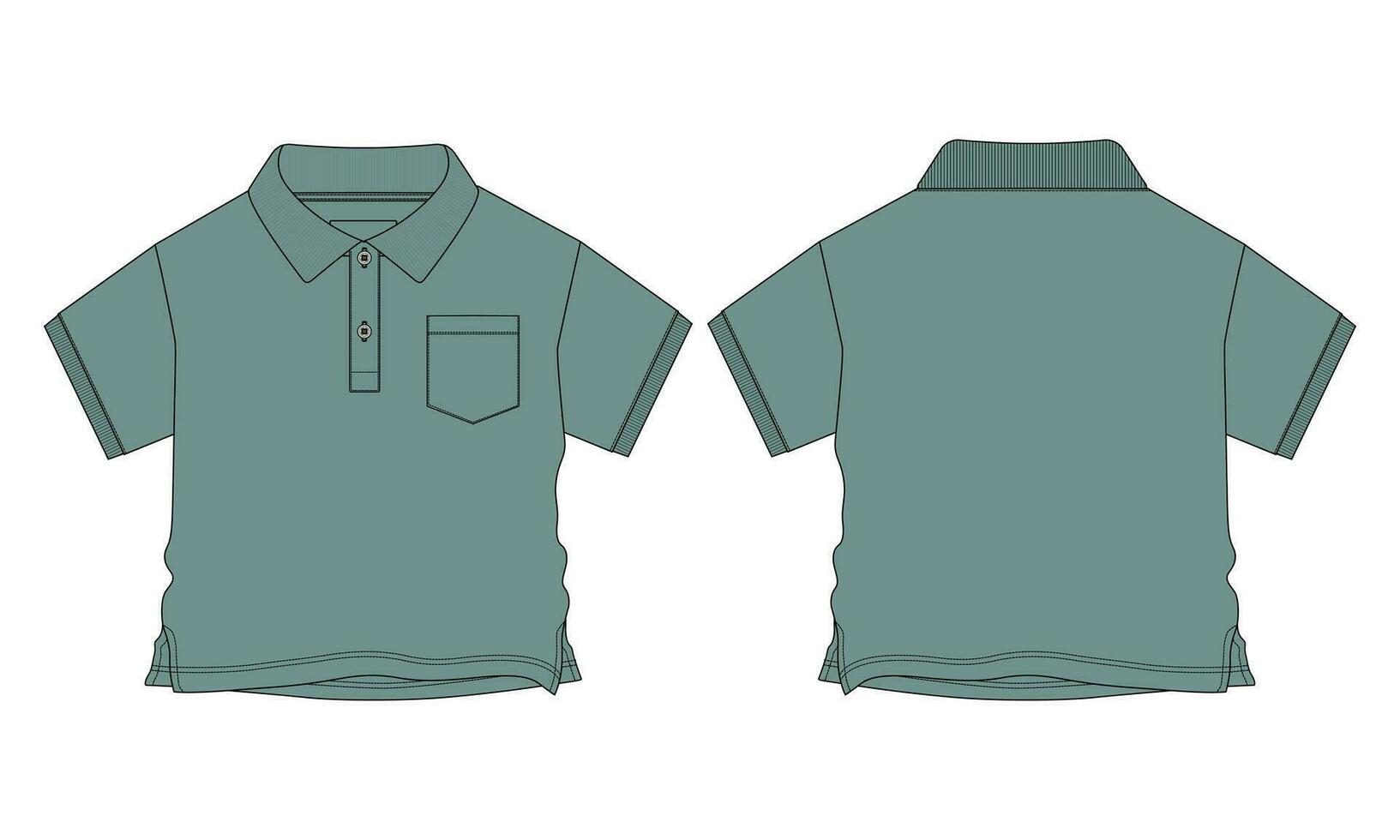 Short sleeve with pocket polo shirt vector illustration template for baby boys