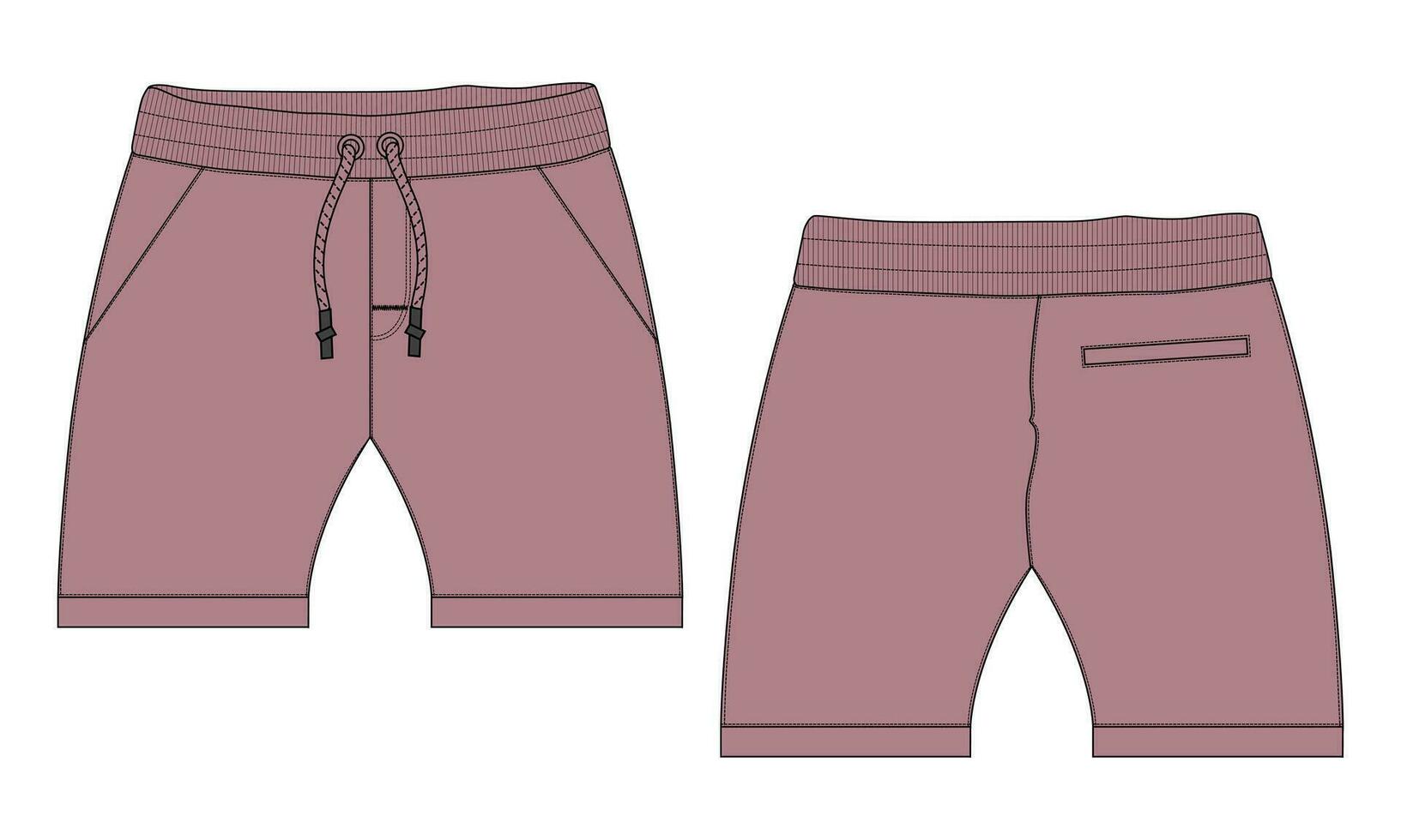 Sweat shorts pant vector illustration template front and back views
