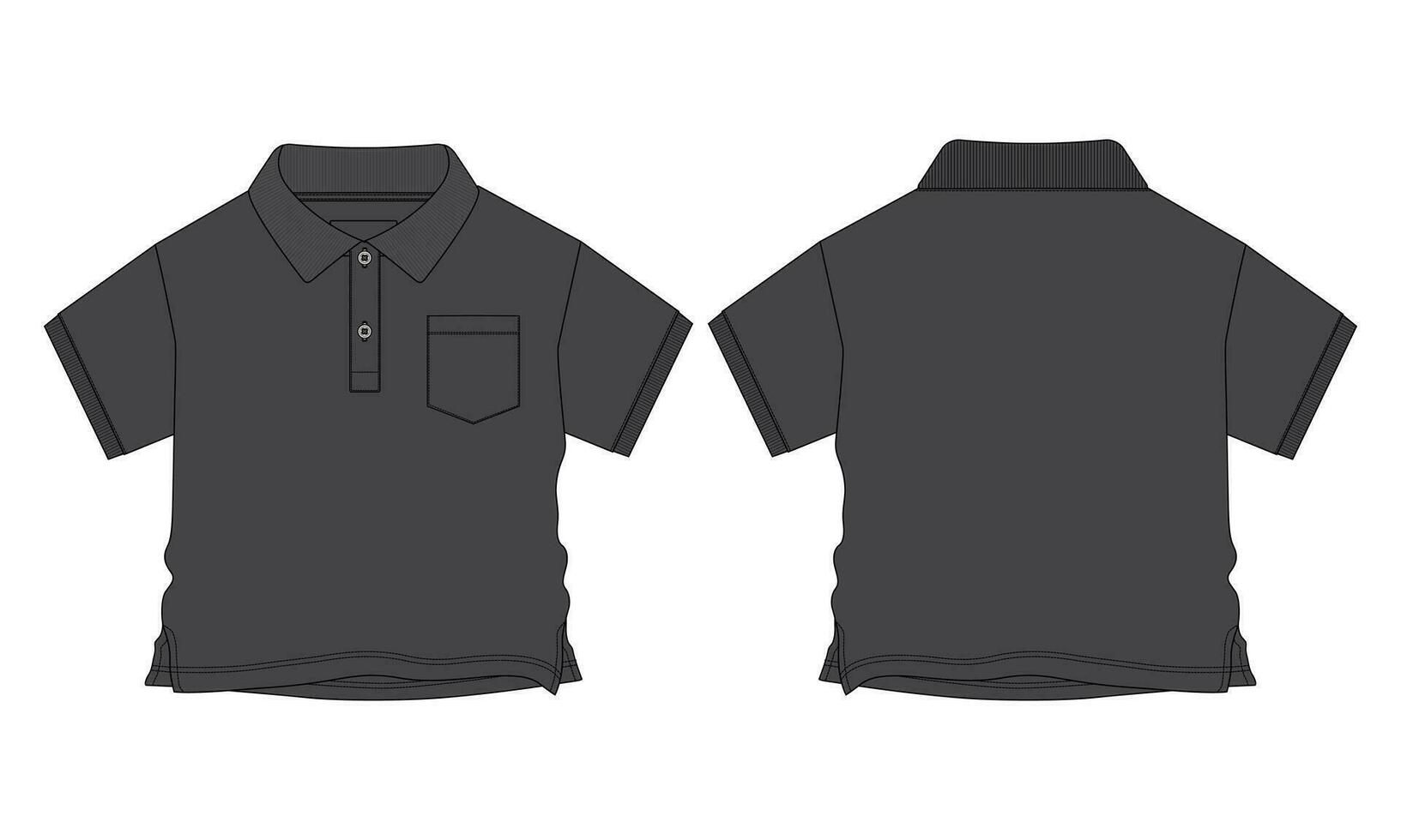 Short sleeve with pocket polo shirt vector illustration template for baby boys