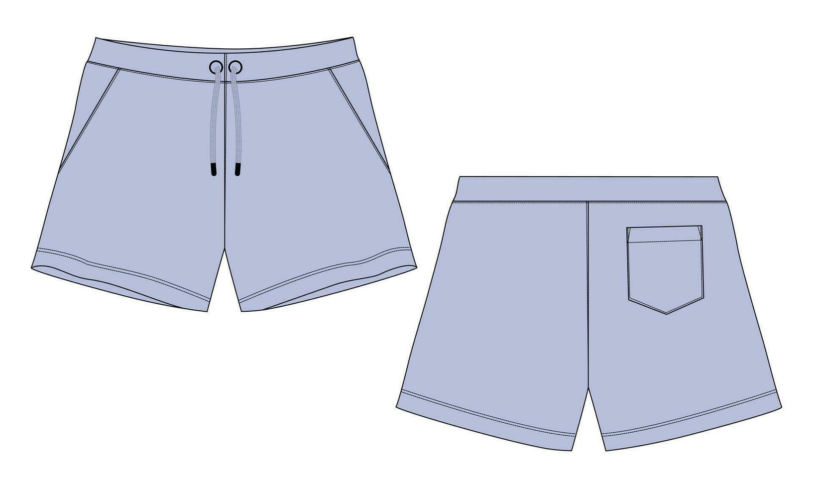 Sweat shorts pant vector illustration template front and back views