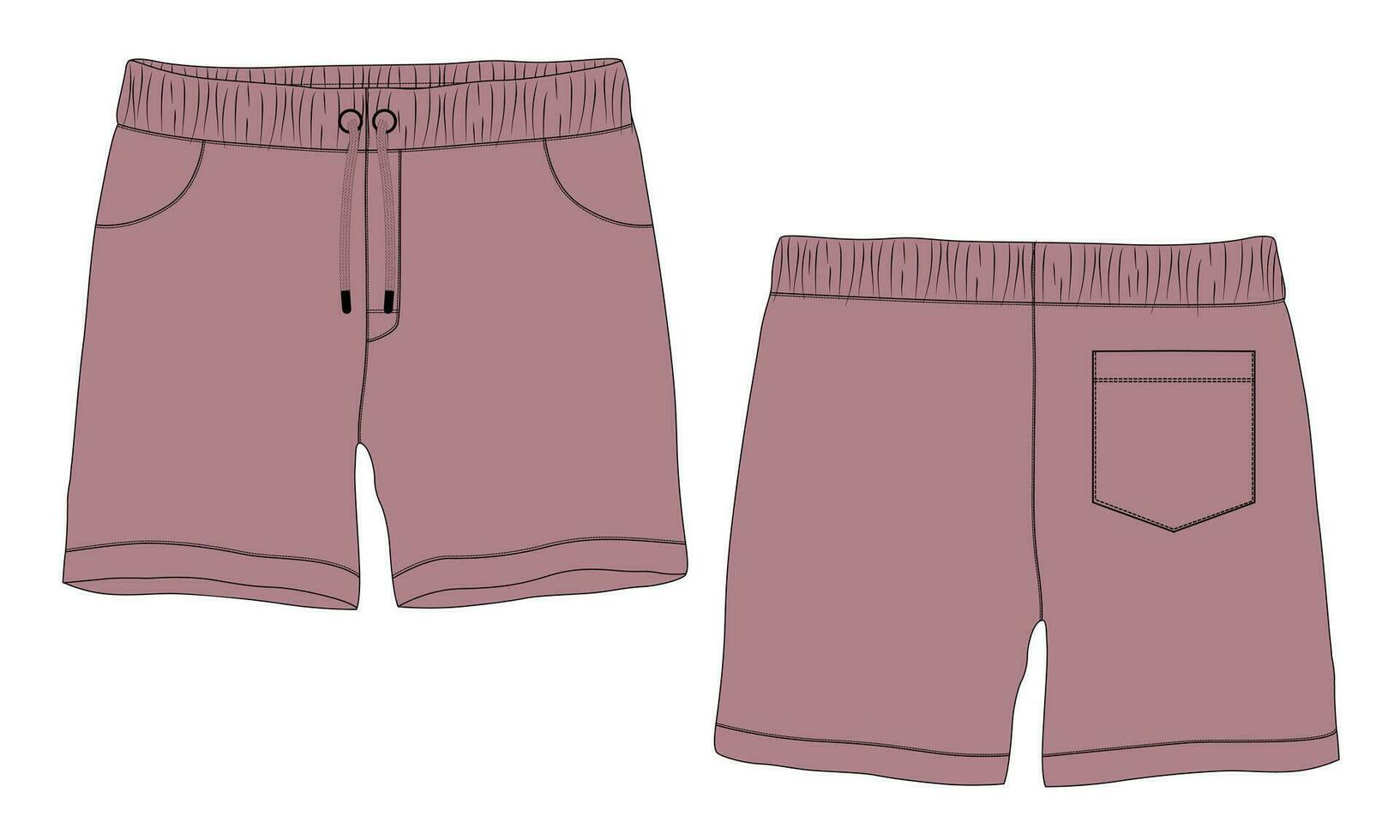 Sweat shorts pant vector illustration template front and back views