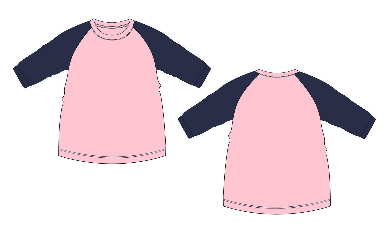 Raglan long sleeve t shirt tops vector illustration template for baby girls