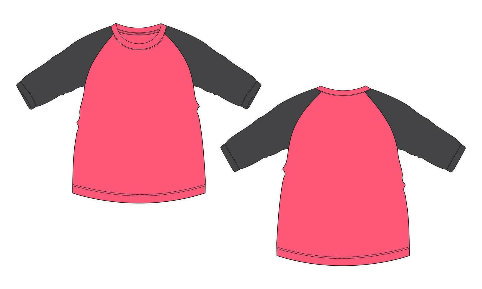 Raglan long sleeve t shirt tops vector illustration template for baby girls