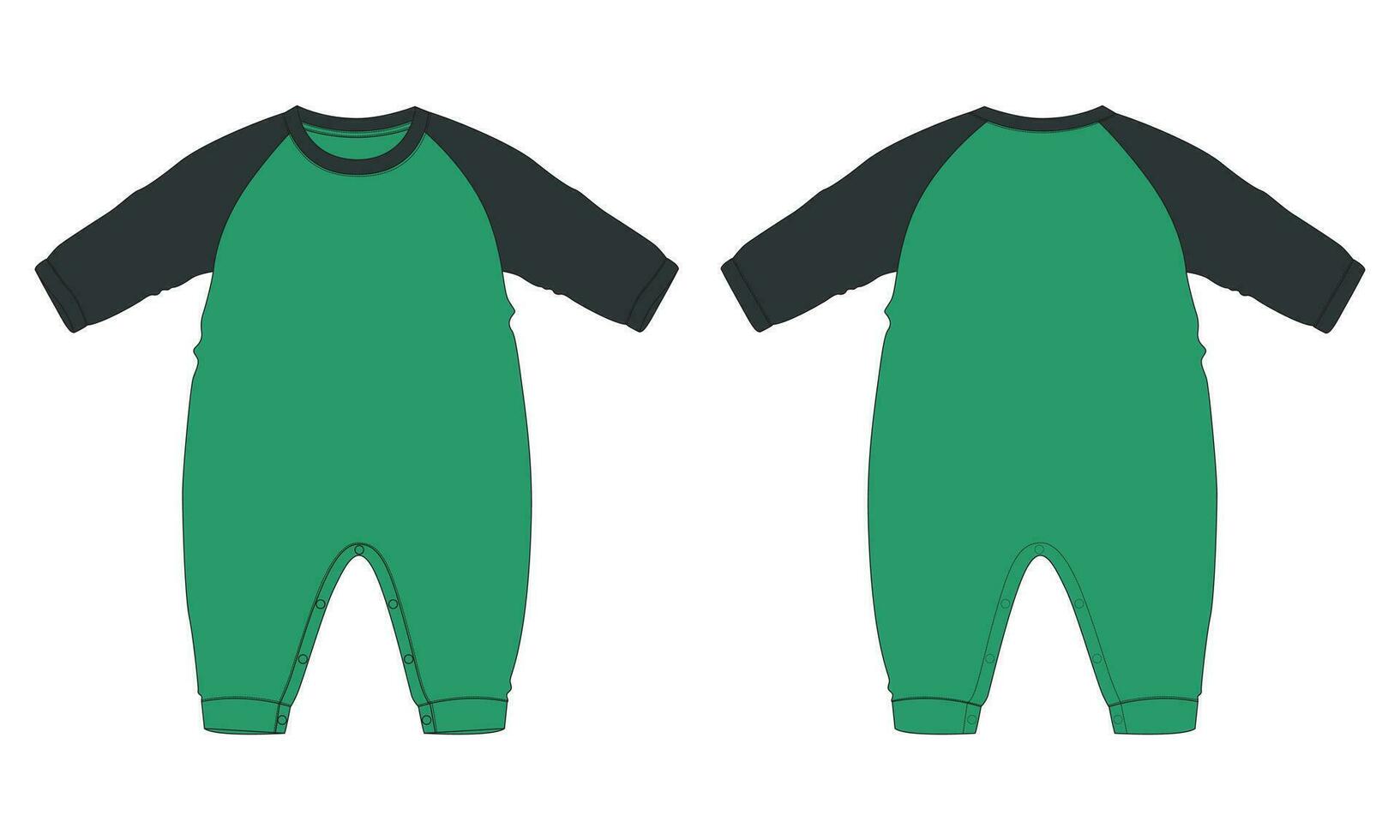 Long sleeve romper bodysuit vector illustration template for kids.