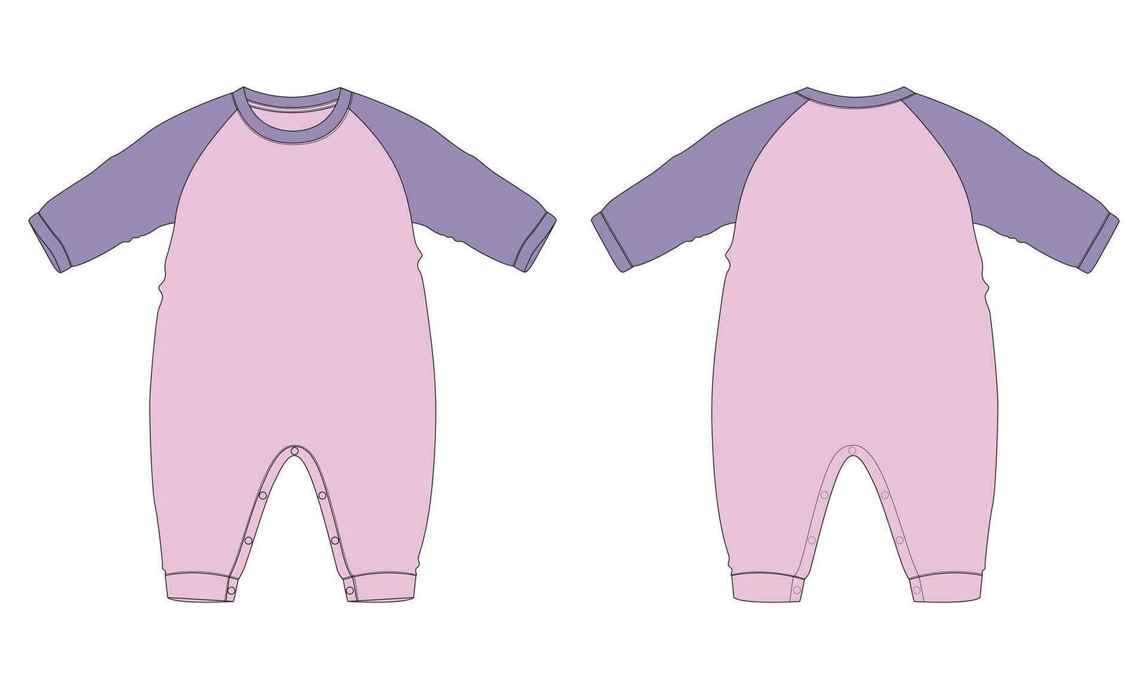 Long sleeve romper bodysuit vector illustration template for kids.