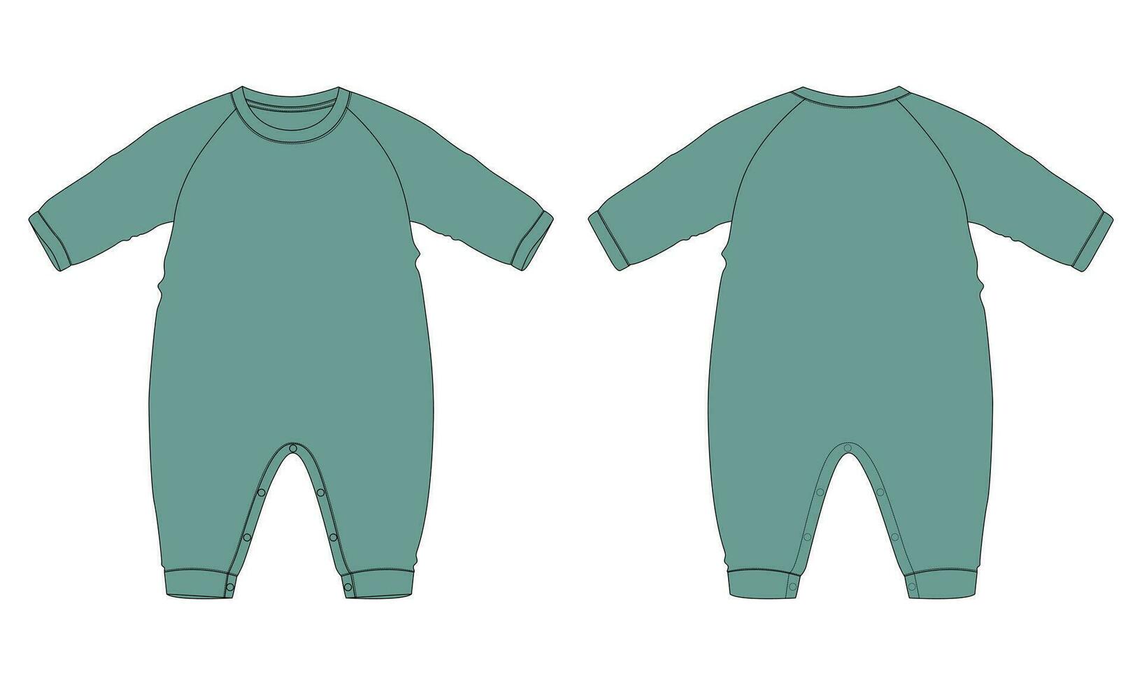 Long sleeve romper bodysuit vector illustration template for kids.