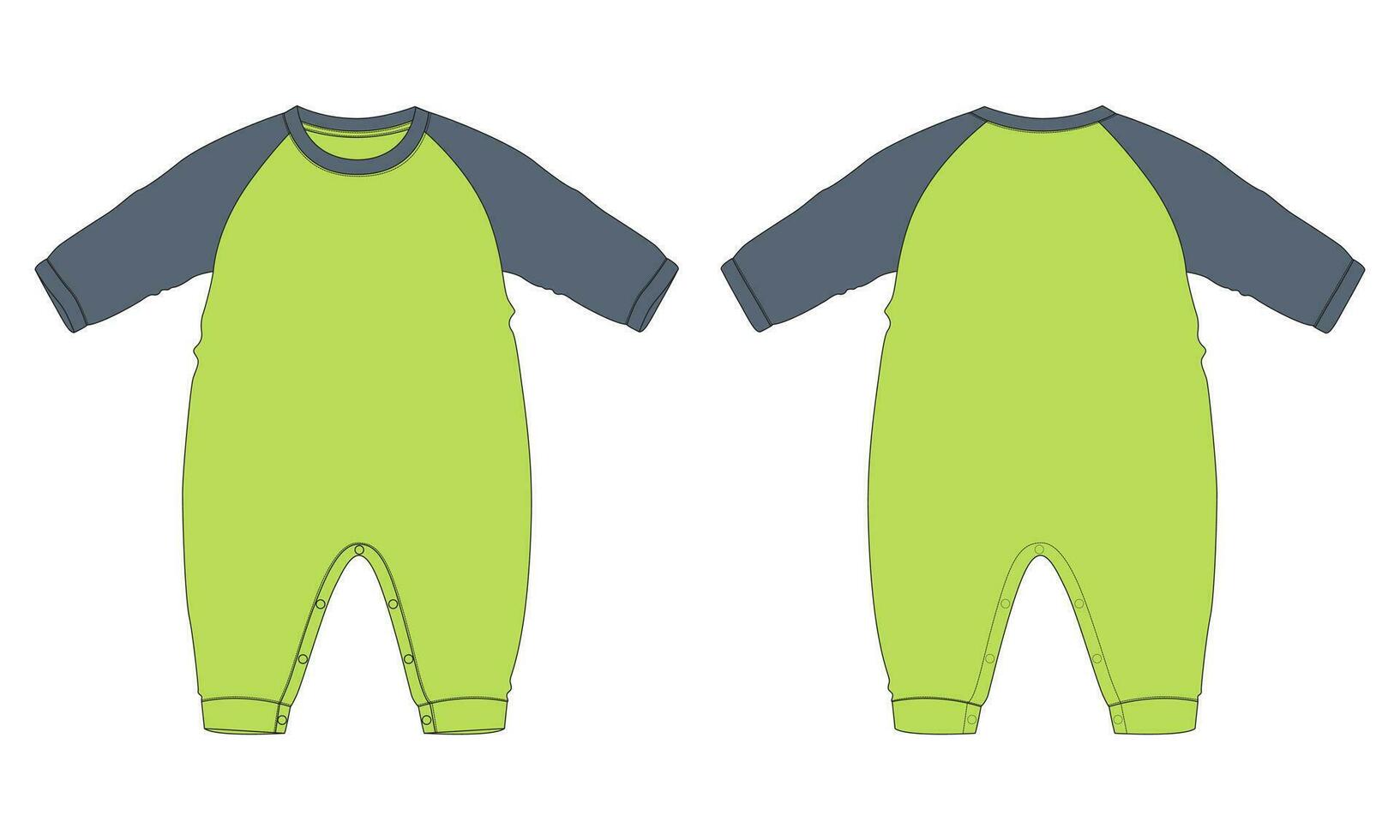 Long sleeve romper bodysuit vector illustration template for kids.